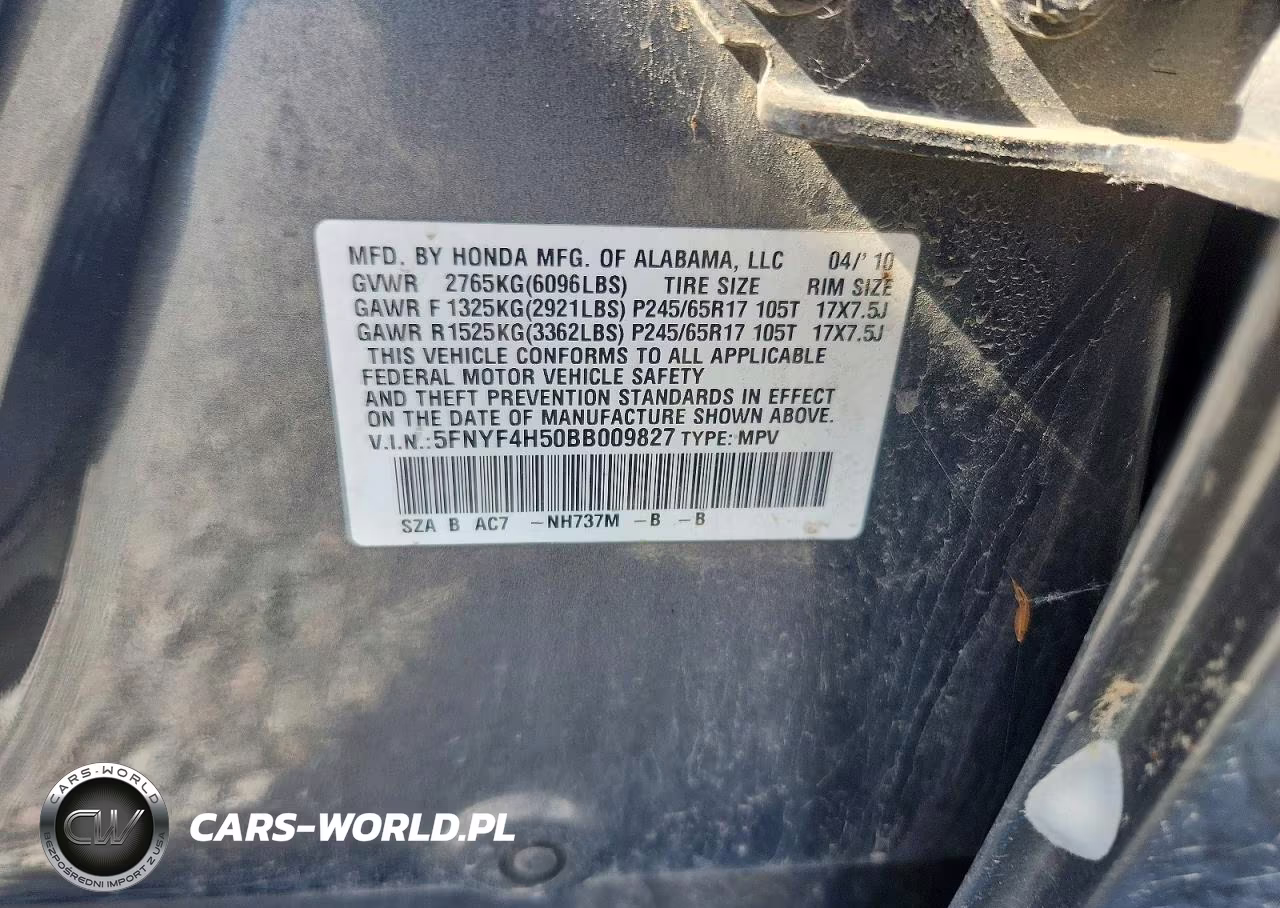2011 Honda Pilot Exl VIN:5FNYF4H50BB009827 - 13