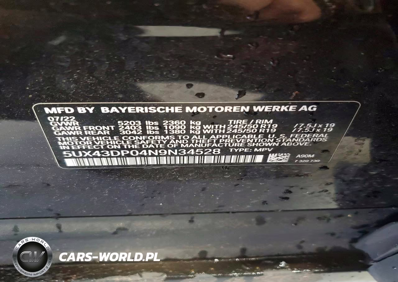 2022 BMW X3 Sdrive30I VIN:5UX43DP04N9N34528 - 12