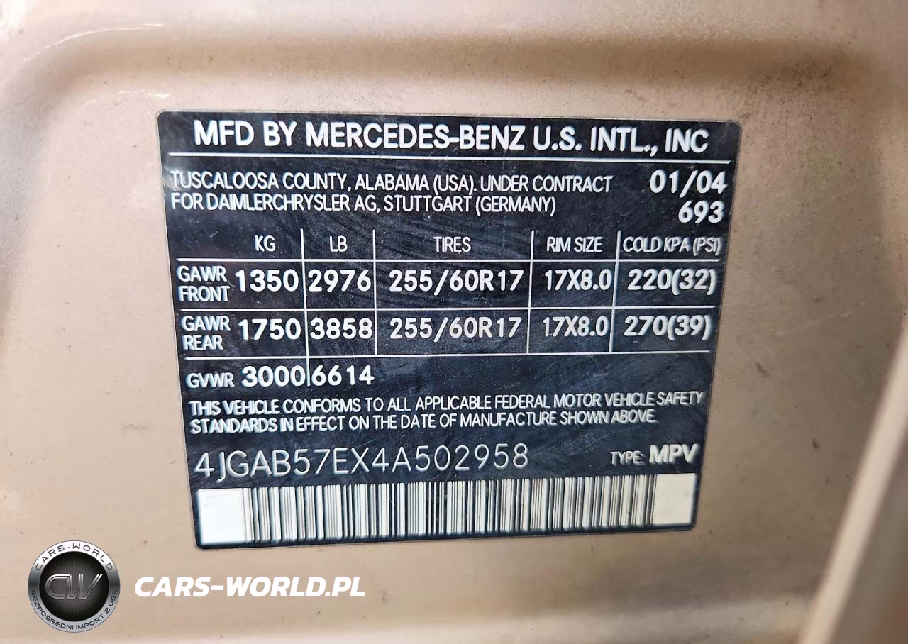 2004 Mercedes-Benz Ml 350 VIN:4JGAB57EX4A502958 - 12