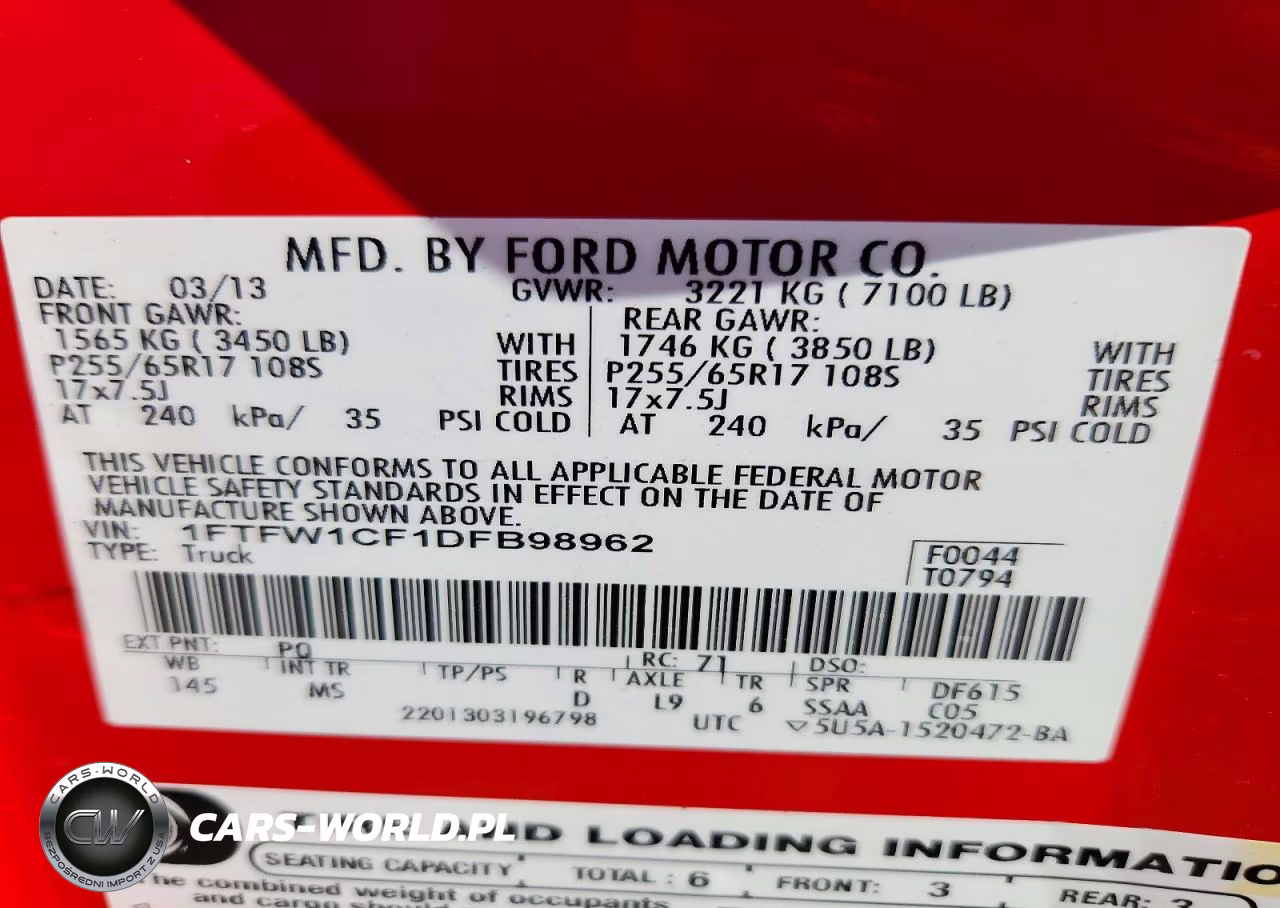 2013 Ford F150 Supercrew VIN:1FTFW1CF1DFB98962 - 13