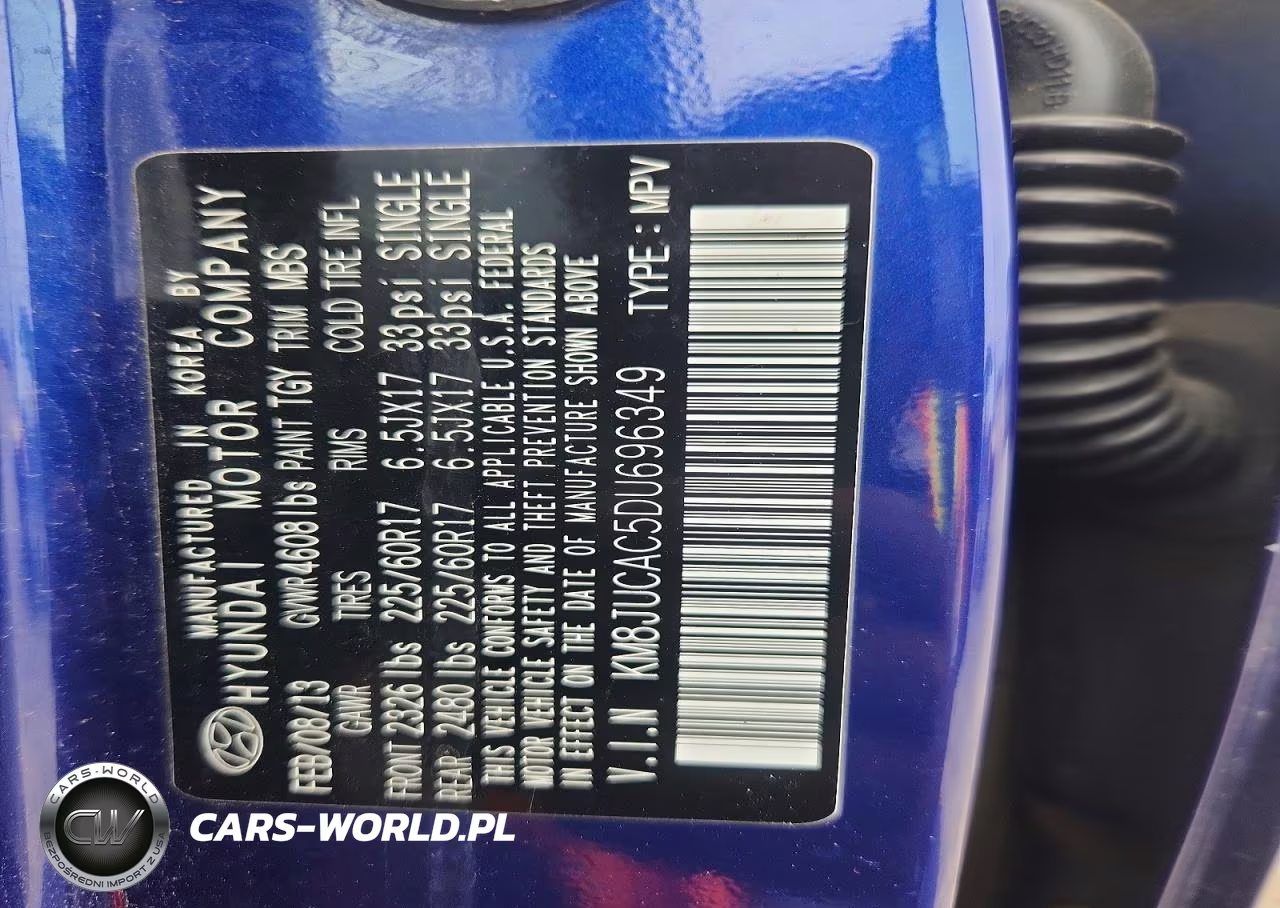 2013 Hyundai Tucson Gls VIN:KM8JUCAC5DU696349 - 13