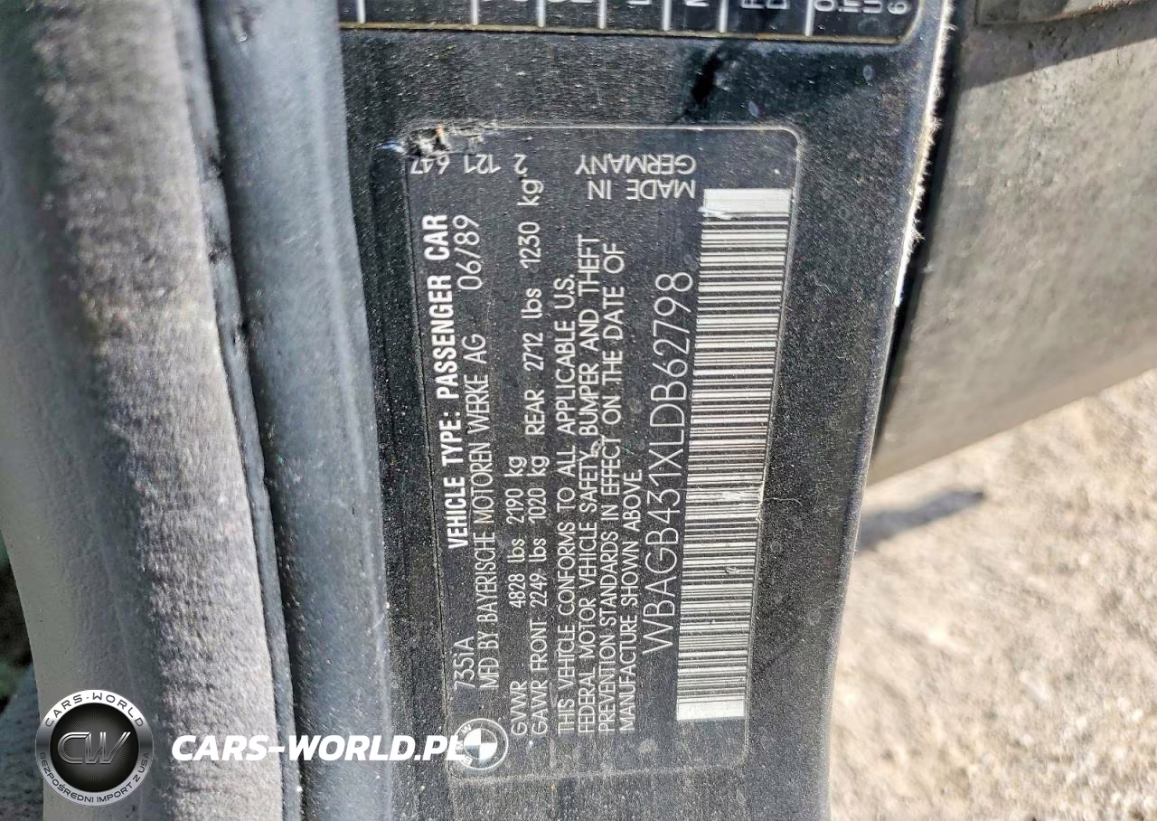 1990 BMW 735 I Automatic VIN:WBAGB431XLDB62798 - 12