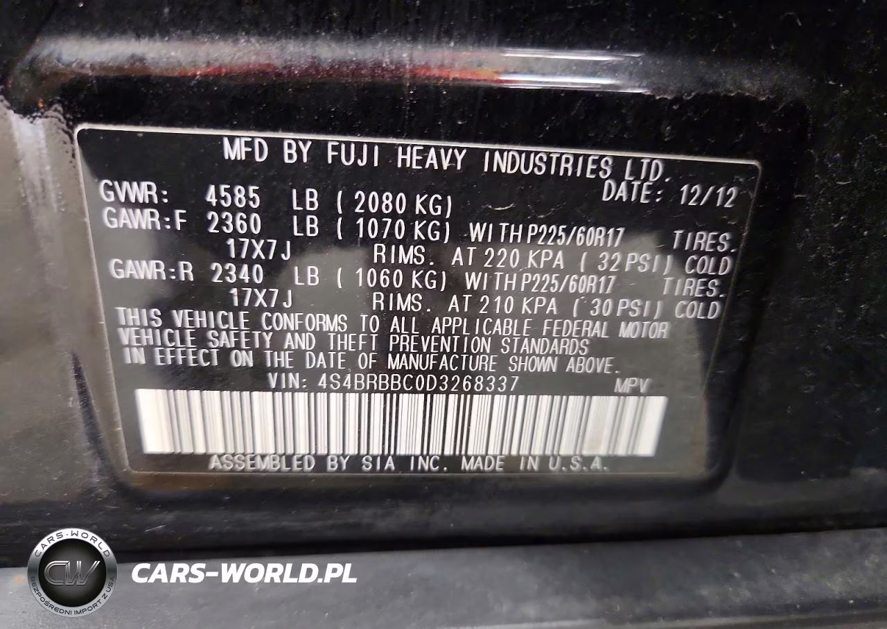 2013 Subaru Outback 2.5I Premium VIN:4S4BRBBC0D3268337 - 13