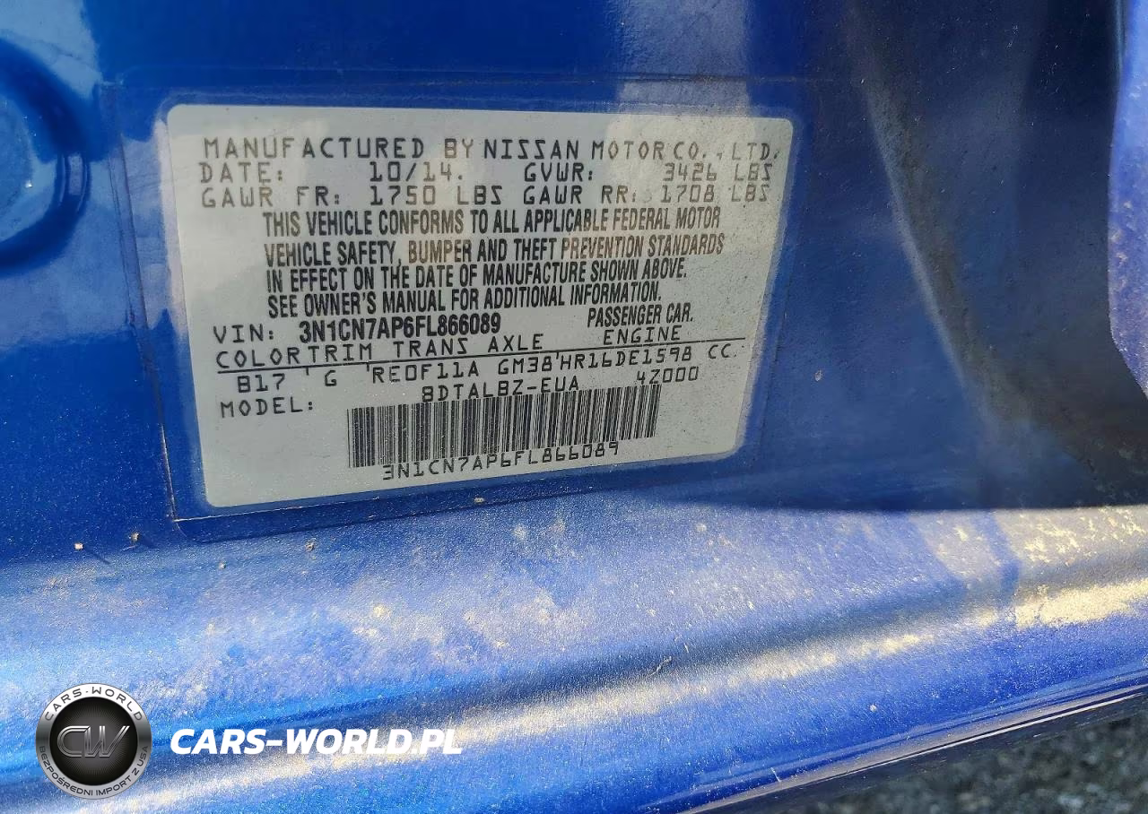 2015 Nissan Versa 1.6 Sv VIN:3N1CN7AP6FL866089 - 12