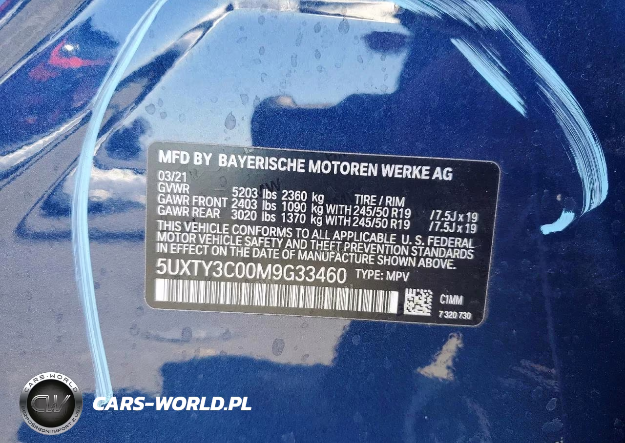 2021 BMW X3 Sdrive30I VIN:5UXTY3C00M9G33460 - 14