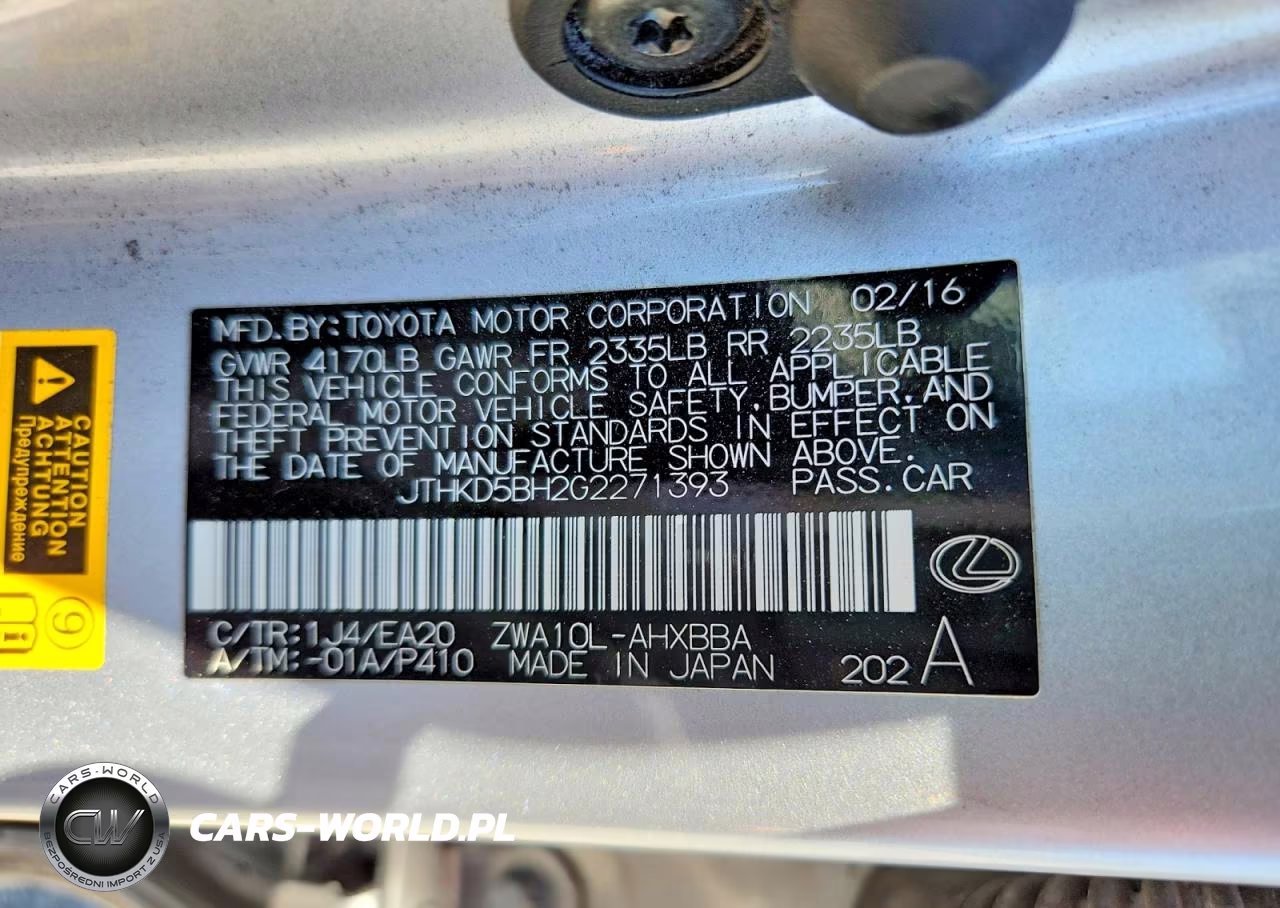 2016 Lexus Ct 200 VIN:JTHKD5BH2G2271393 - 12