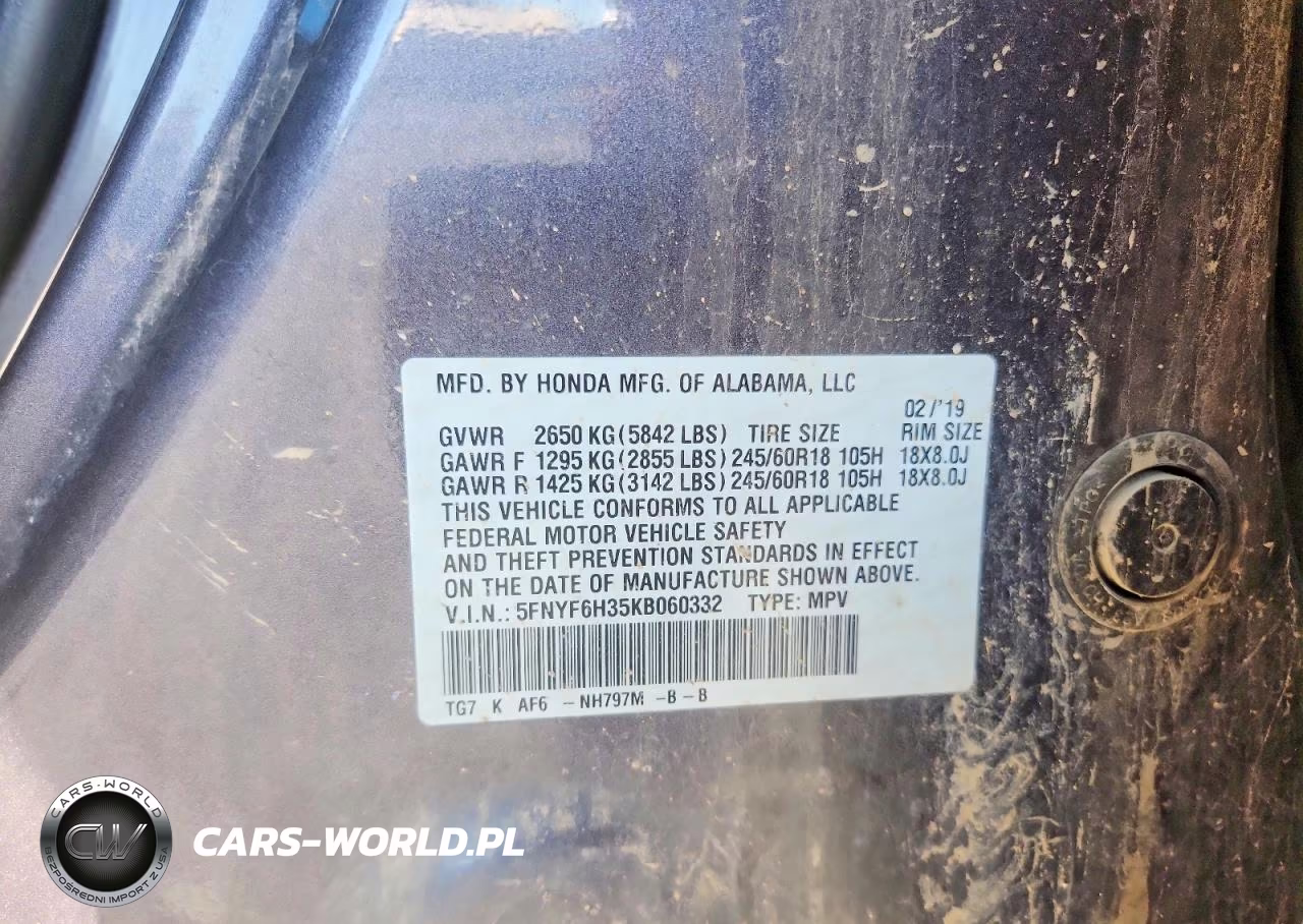 2019 Honda Pilot Ex VIN:5FNYF6H35KB060332 - 13