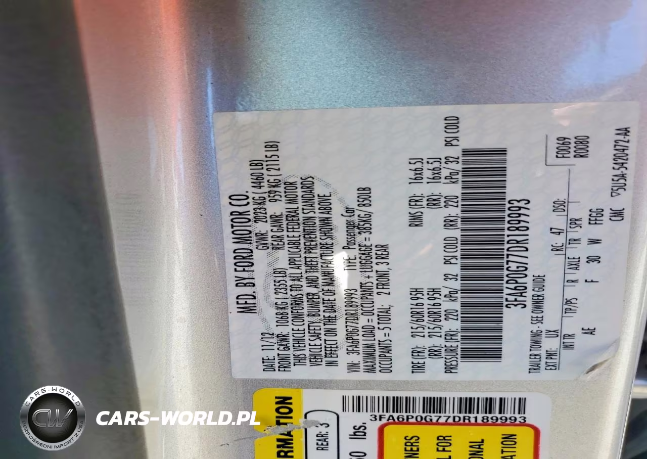 2013 Ford Fusion S VIN:3FA6P0G77DR189993 - 12