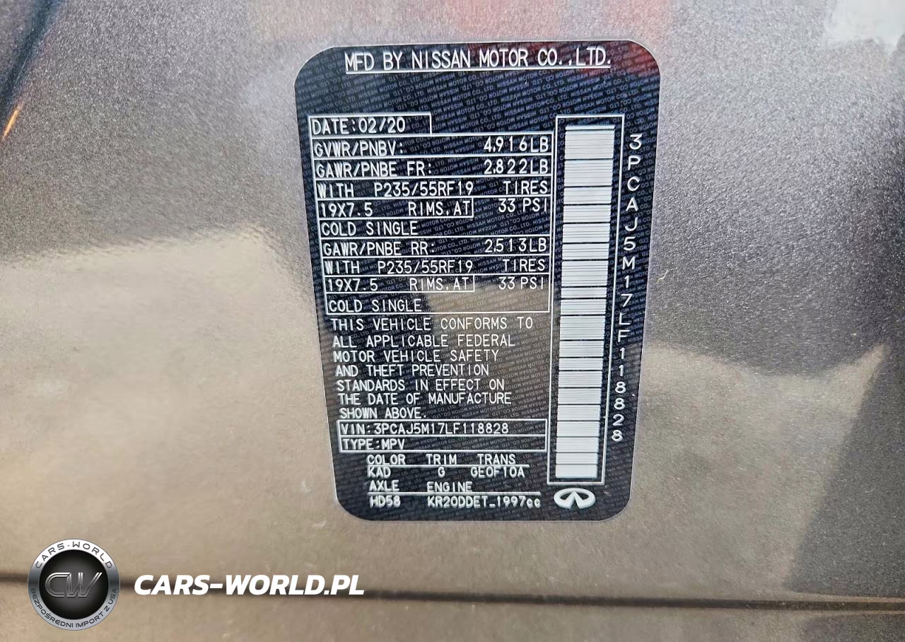 2020 Infiniti Qx50 Sensory VIN:3PCAJ5M17LF118828 - 14