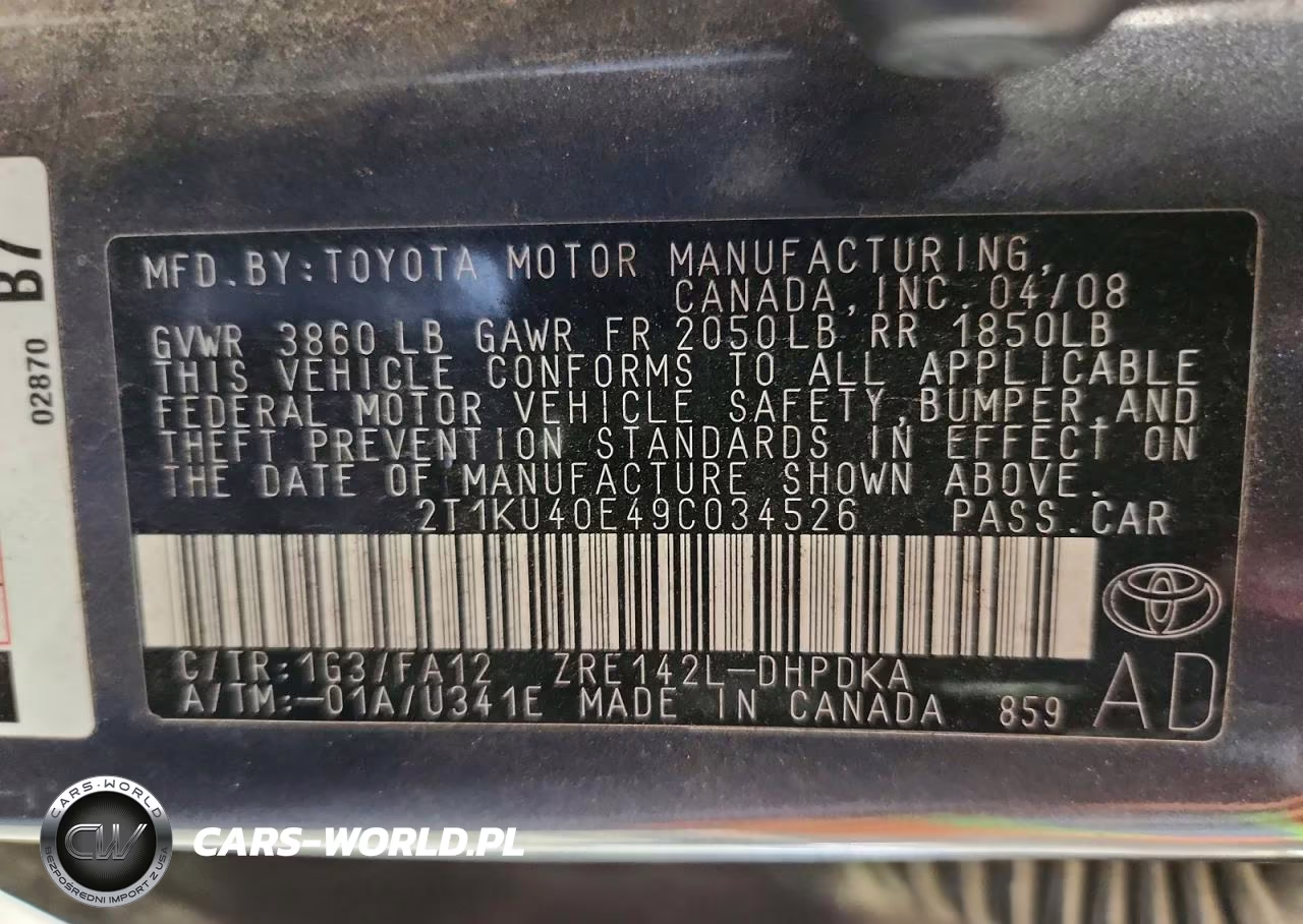 2009 Toyota Matrix Base VIN:2T1KU40E49C034526 - 12