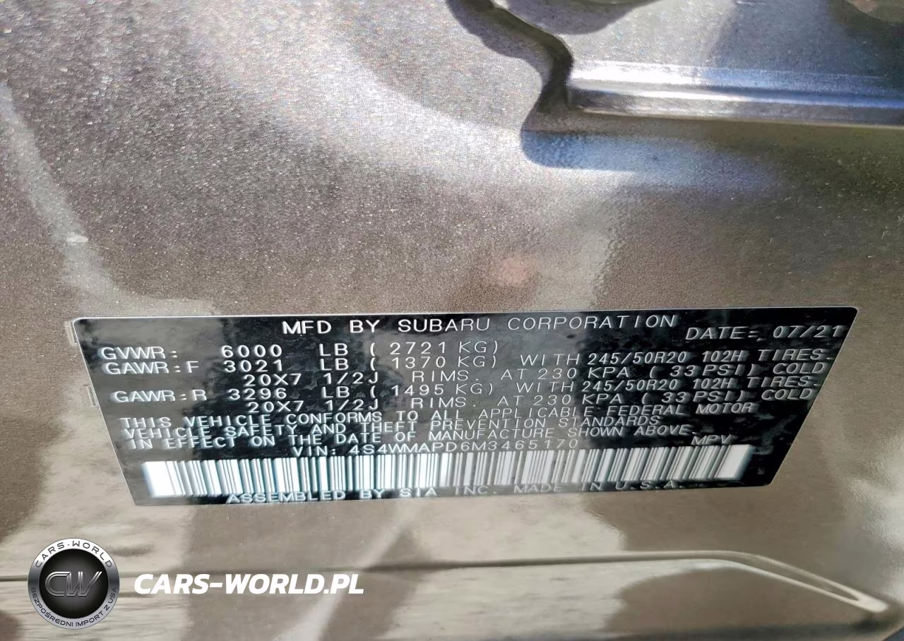 2021 Subaru Ascent Limited VIN:4S4WMAPD6M3465170 - 14