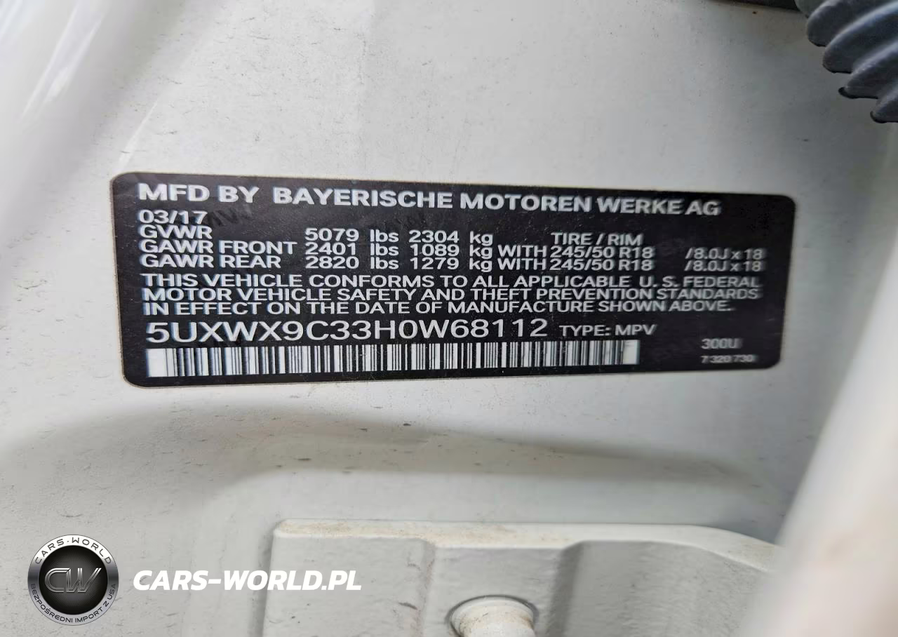 2017 BMW X3 xDrive28I VIN:5UXWX9C33H0W68112 - 12