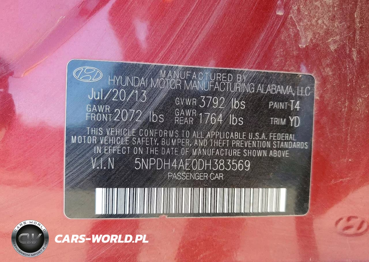 2013 Hyundai Elantra Gls VIN:5NPDH4AE0DH383569 - 12