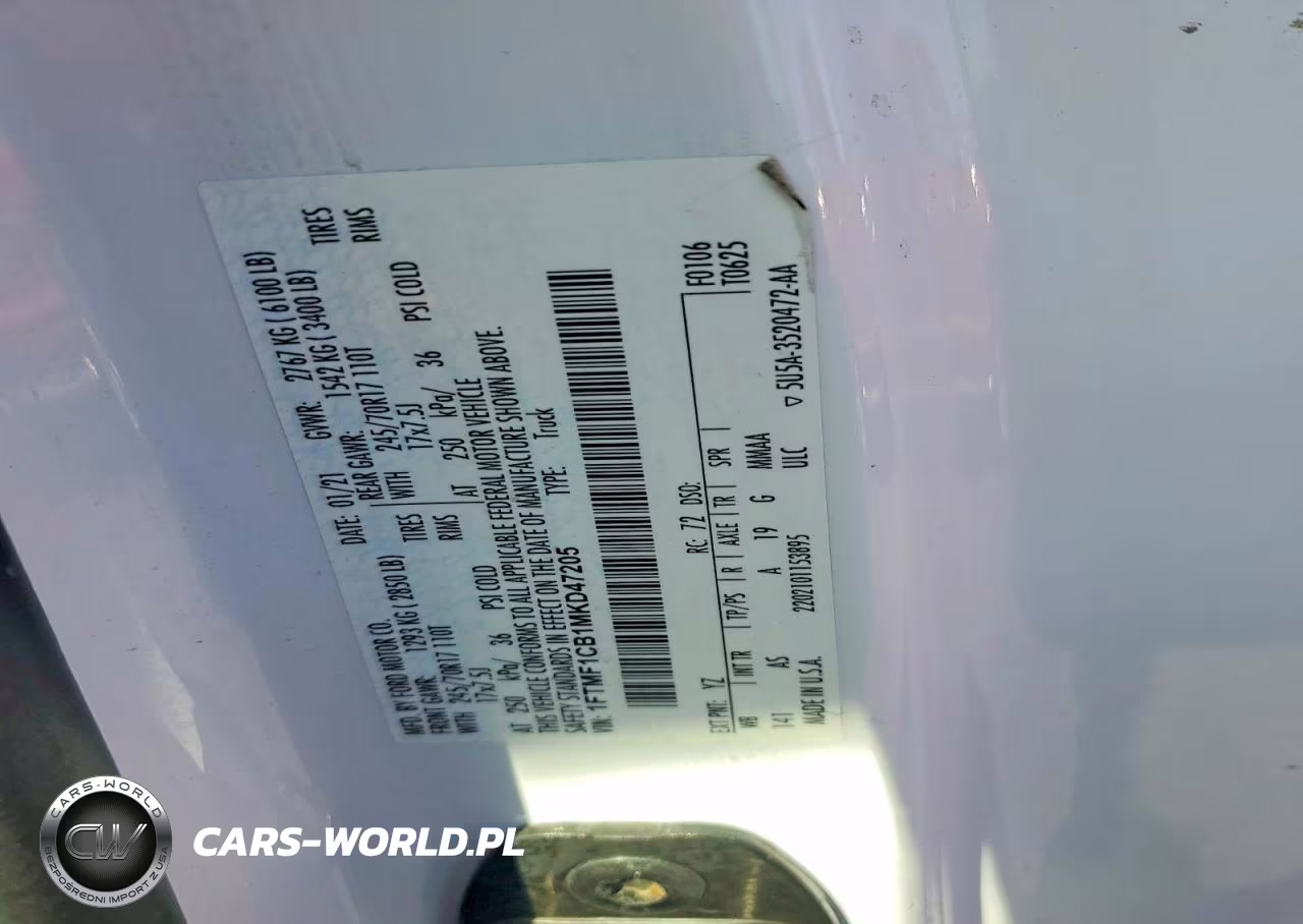 2021 Ford F150 VIN:1FTMF1CB1MKD47205 - 12
