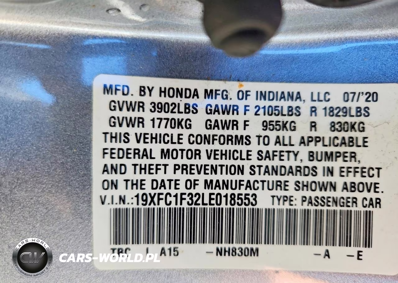 2020 Honda Civic Ex VIN:19XFC1F32LE018553 - 12
