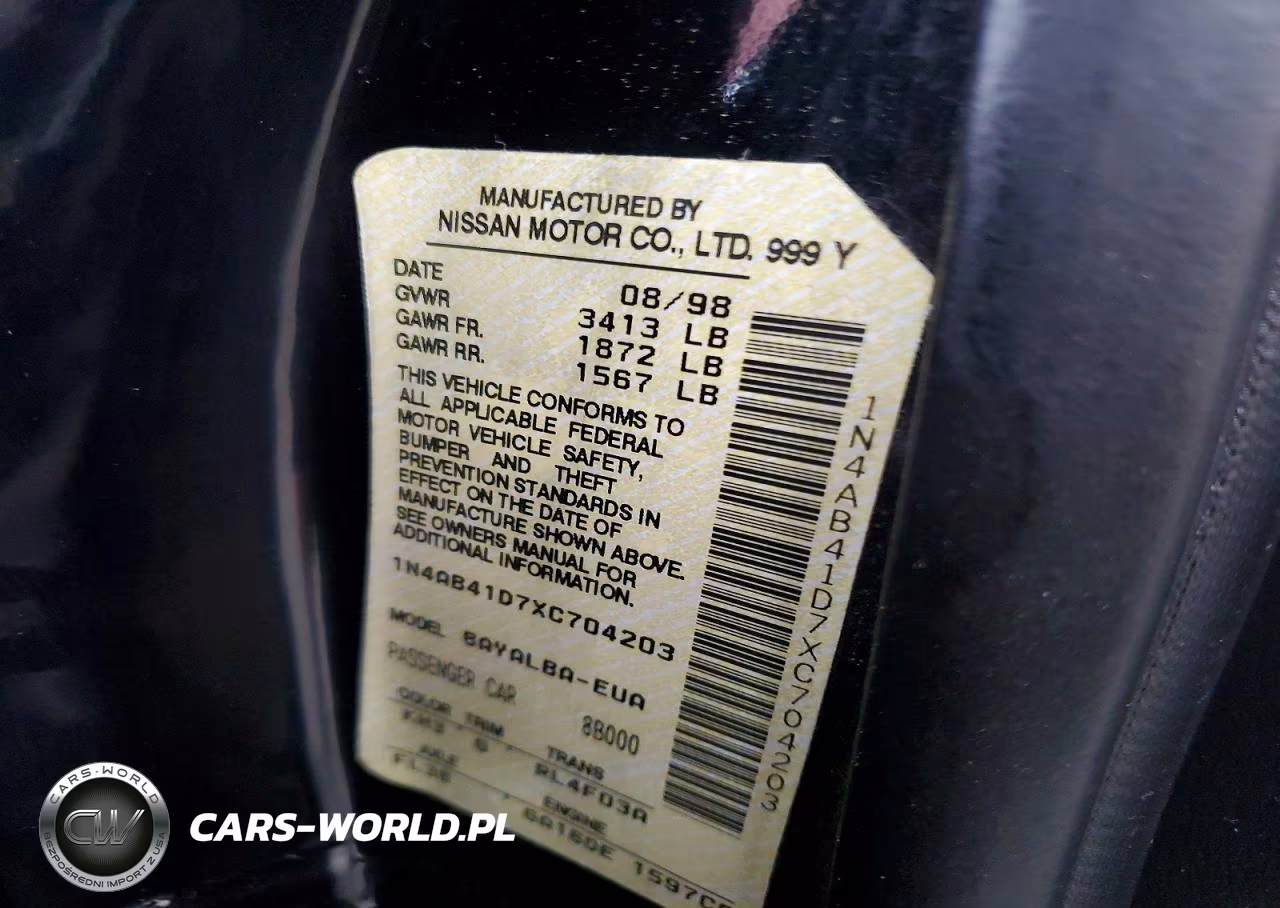 1999 Nissan Sentra Xe VIN:1N4AB41D7XC704203 - 12