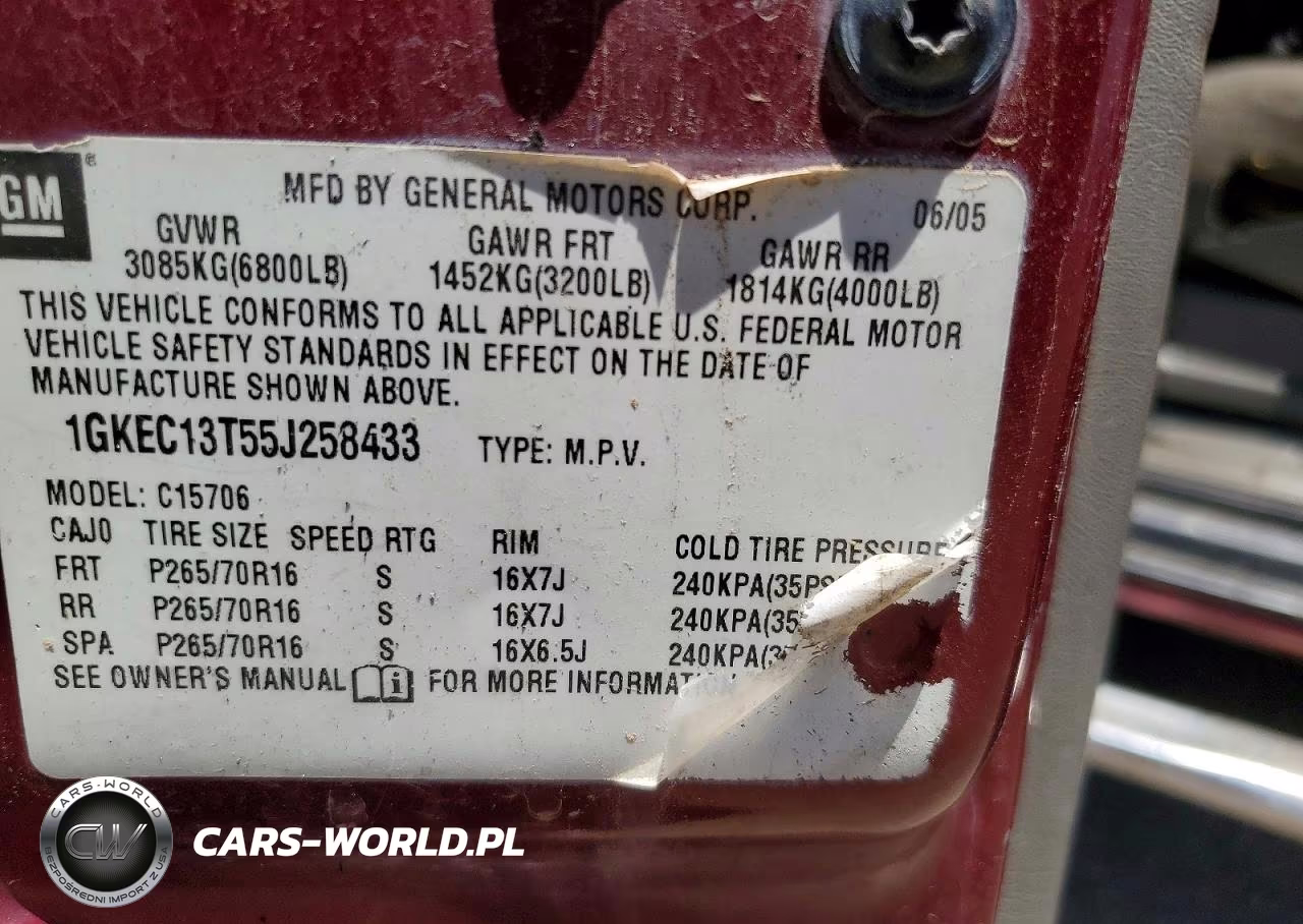 2005 GMC Yukon VIN:1GKEC13T55J258433 - 12