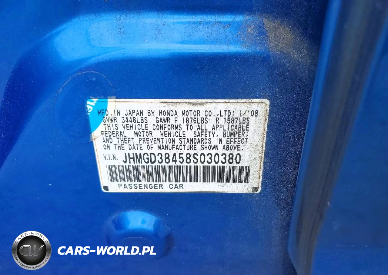 2008 Honda Fit VIN:JHMGD38458S030380 - 12