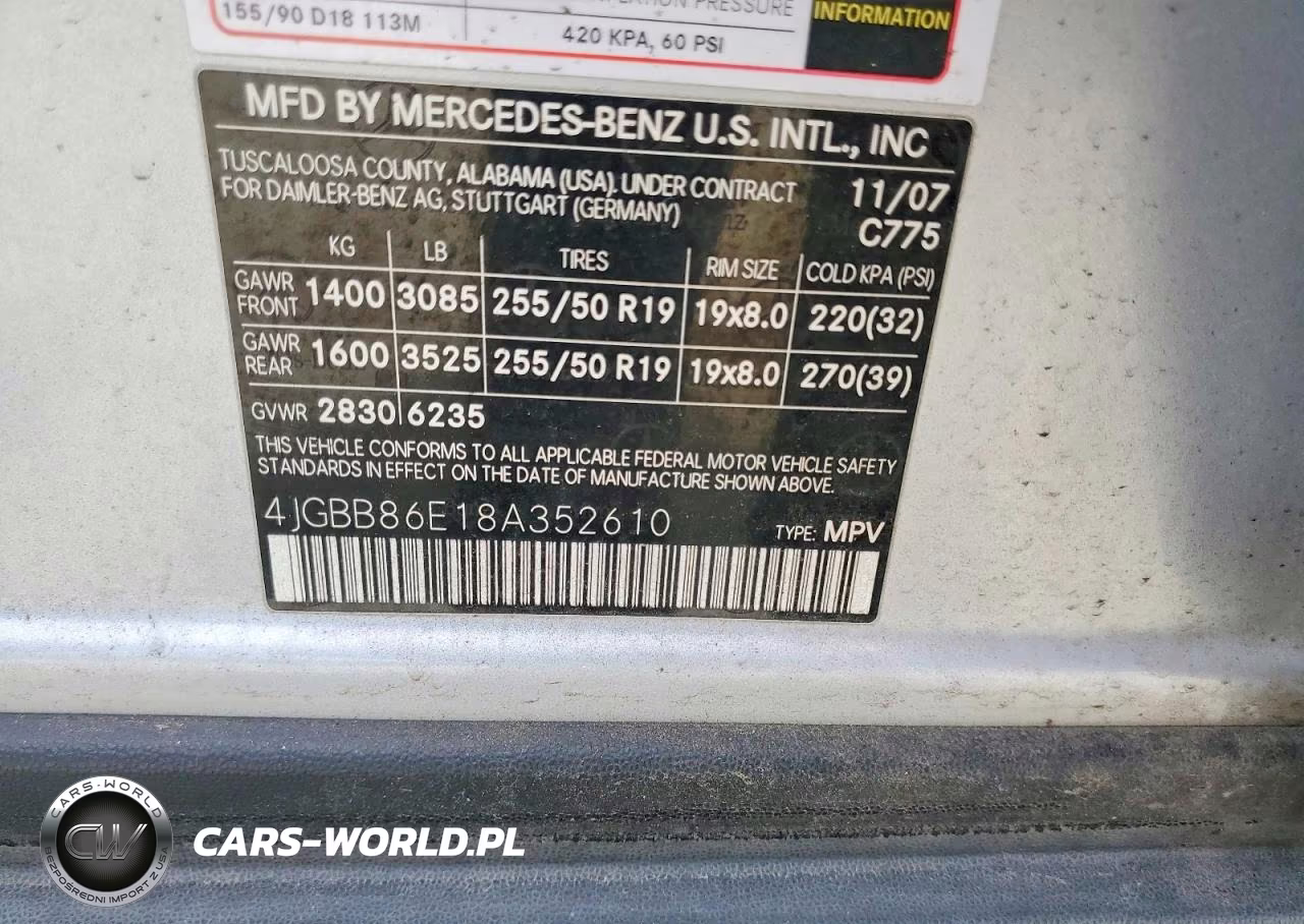 2008 Mercedes-Benz Ml 350 VIN:4JGBB86E18A352610 - 13