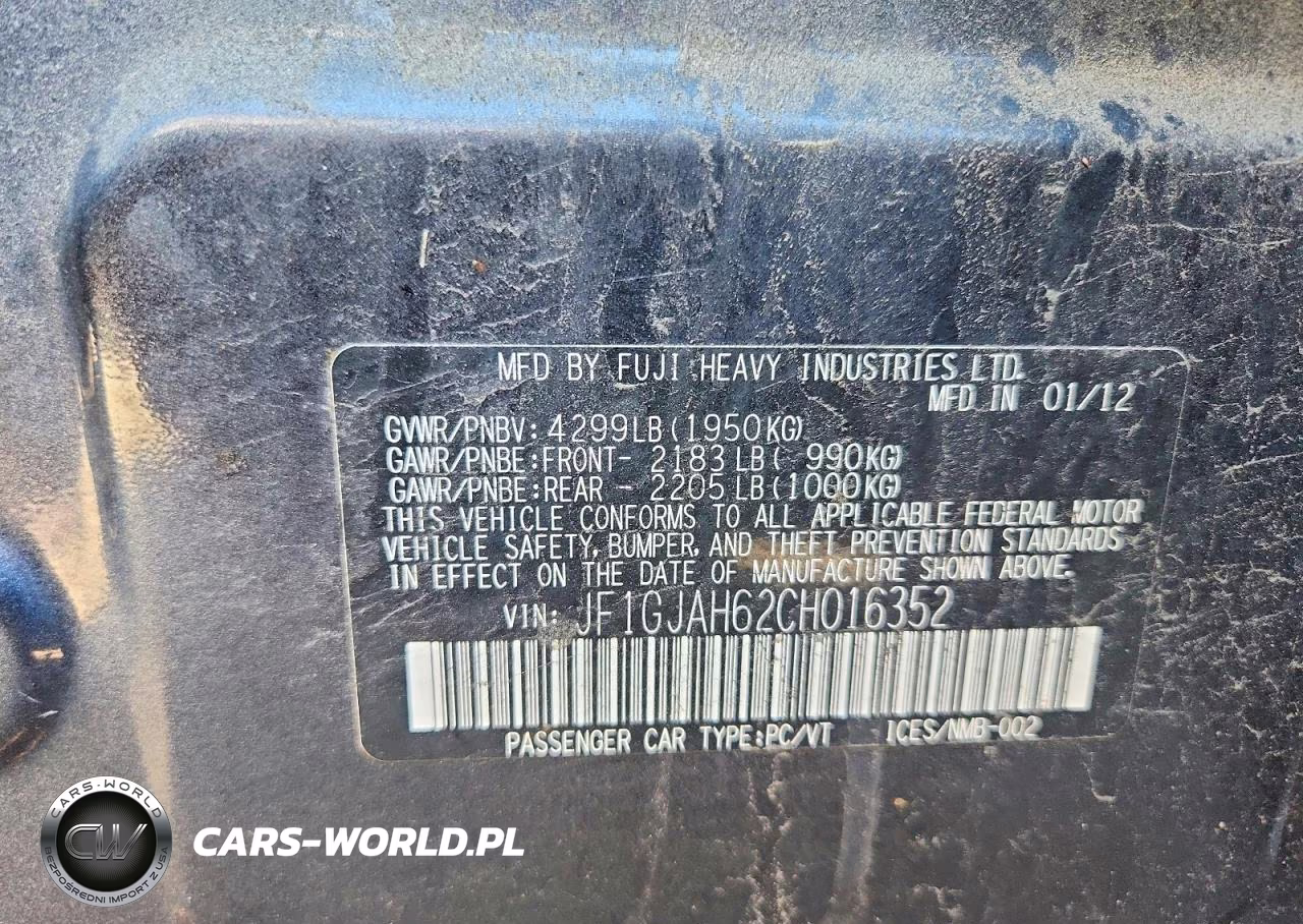 2012 Subaru Impreza Limited VIN:JF1GJAH62CH016352 - 12