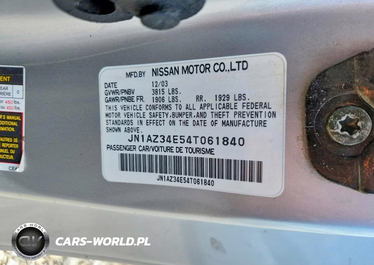 2004 Nissan 350Z Coupe VIN:JN1AZ34E54T061840 - 12