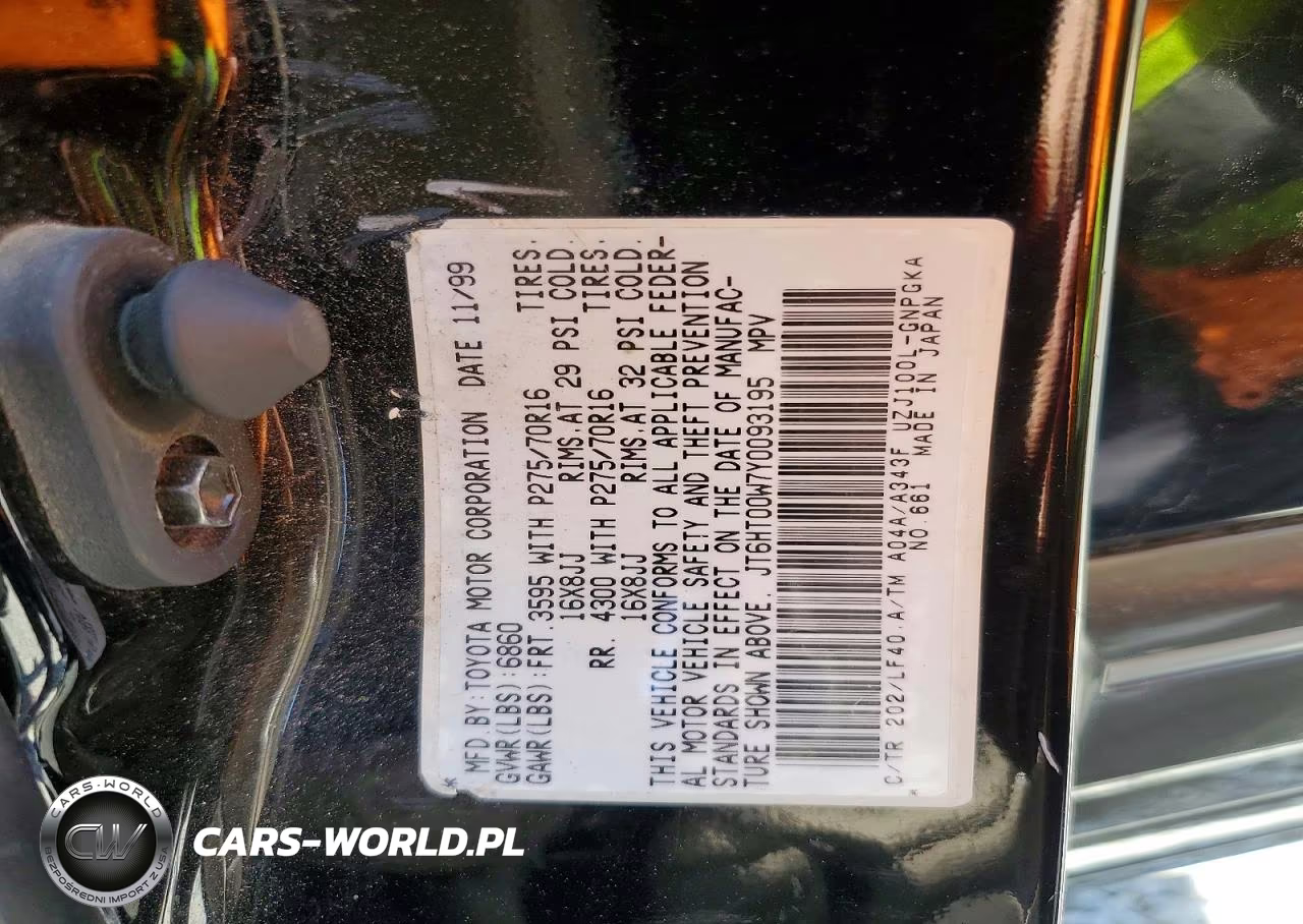 2000 Lexus Lx 470 VIN:JT6HT00W7Y0093195 - 13