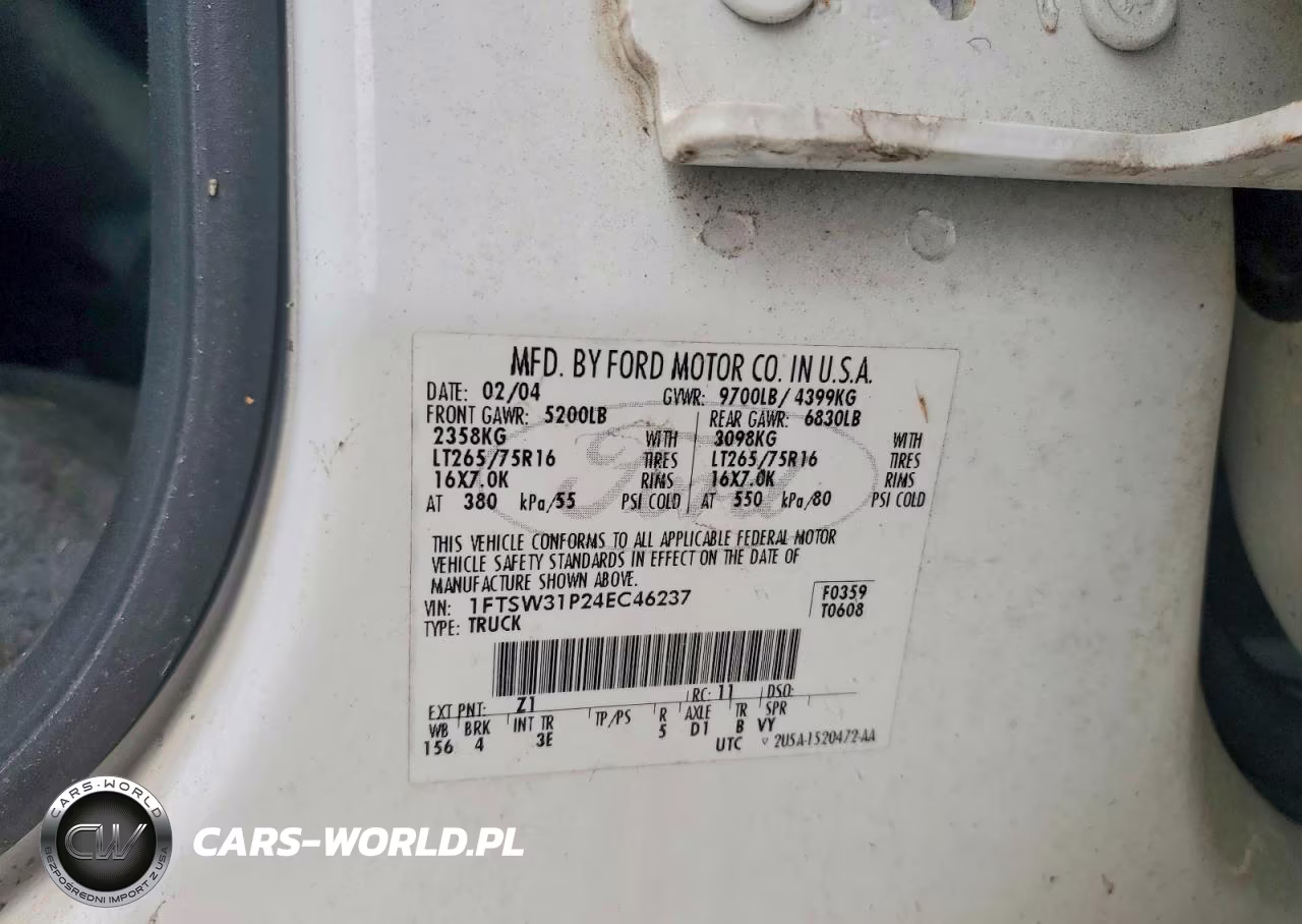 2004 Ford F350 Srw Super Duty VIN:1FTSW31P24EC46237 - 13