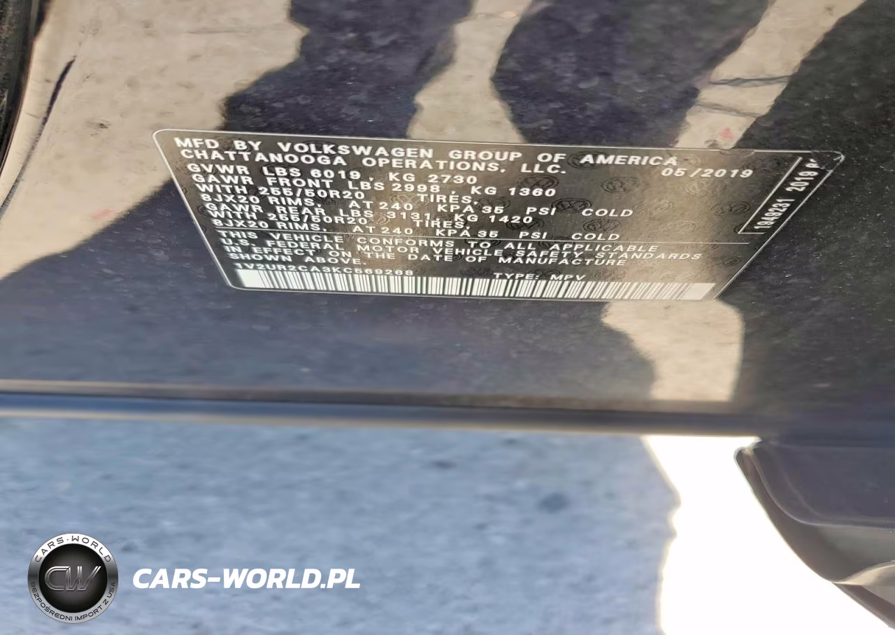 2019 Volkswagen Atlas Se VIN:1V2UR2CA3KC569268 - 13