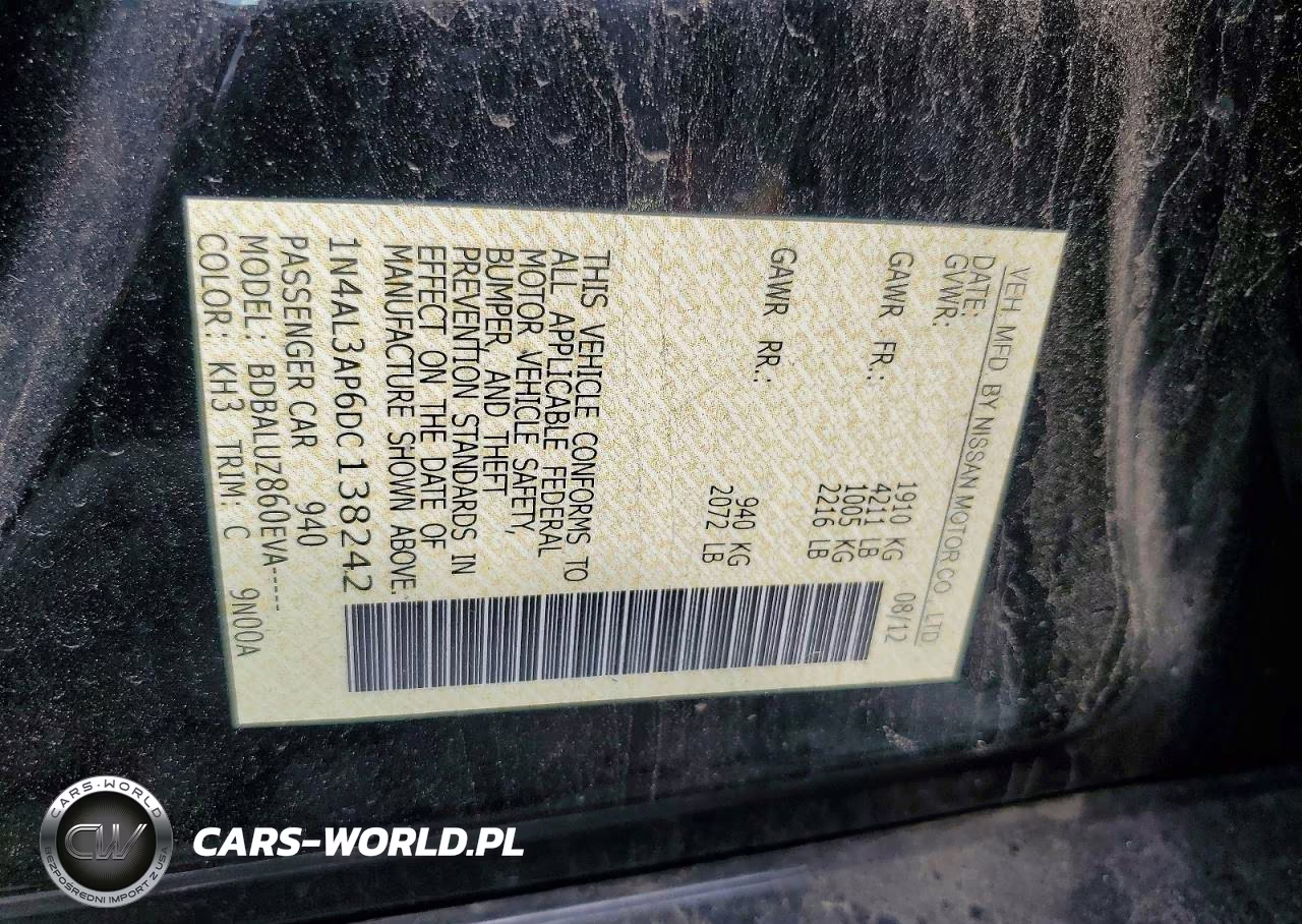 2013 Nissan Altima 2.5 VIN:1N4AL3AP6DC138242 - 13