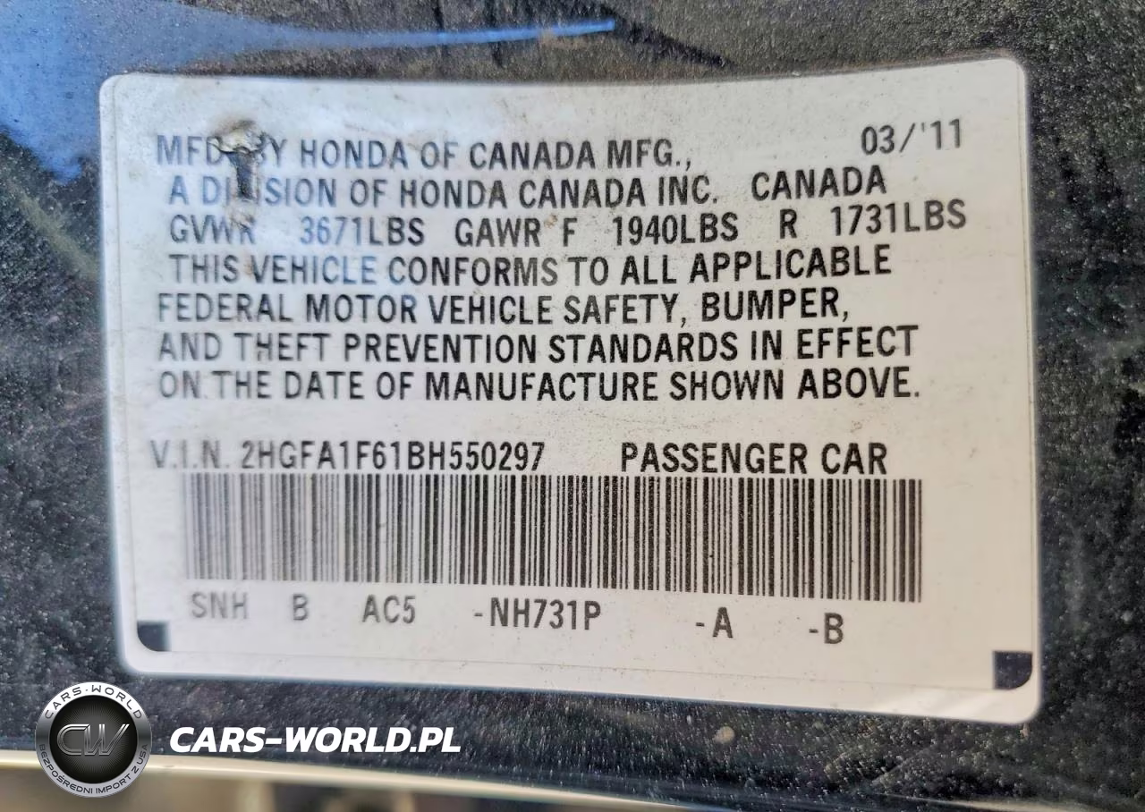 2011 Honda Civic Lx-S VIN:2HGFA1F61BH550297 - 12