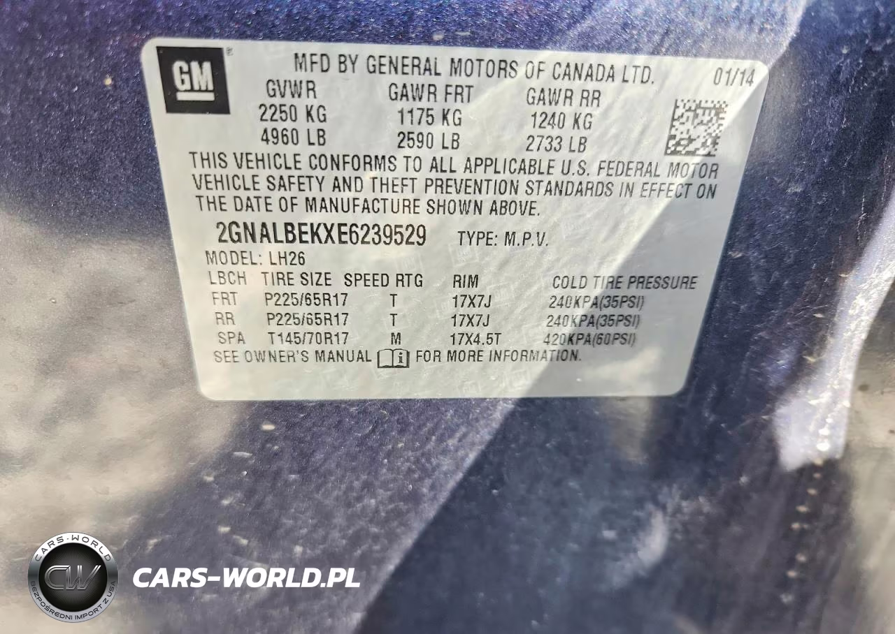 2014 Chevrolet Equinox Lt VIN:2GNALBEKXE6239529 - 12