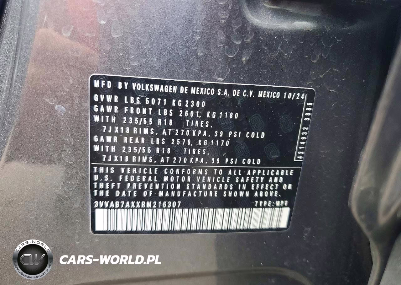 2024 Volkswagen Tiguan Wolfsburg VIN:3VVAB7AXXRM216307 - 13
