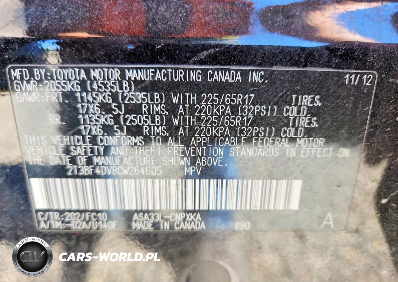 2012 Toyota Rav4 Base VIN:2T3BF4DV8CW264605 - 14