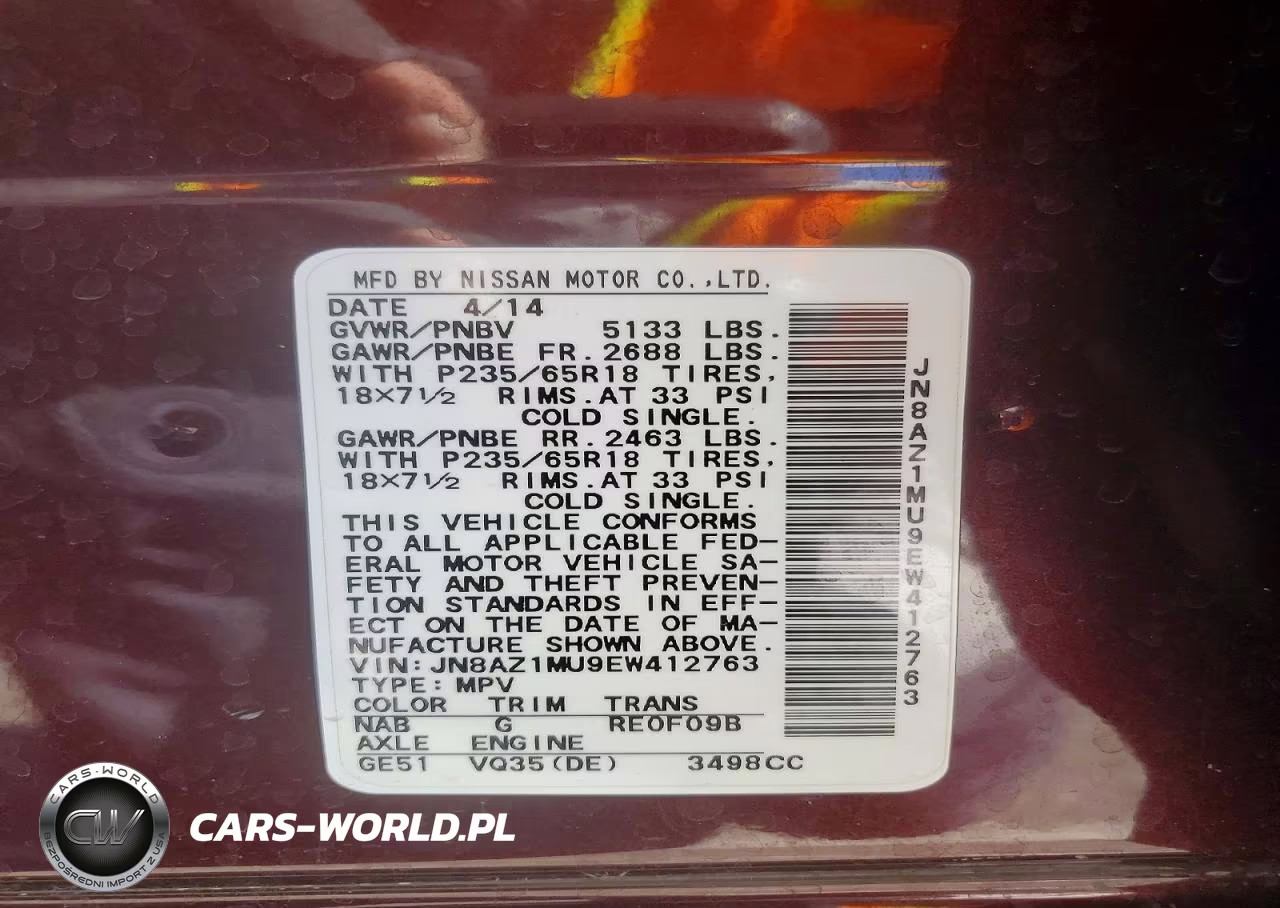 2014 Nissan Murano Sl VIN:JN8AZ1MU9EW412763 - 13