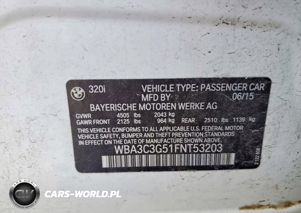 2015 BMW 320 I xDrive VIN:WBA3C3G51FNT53203 - 12