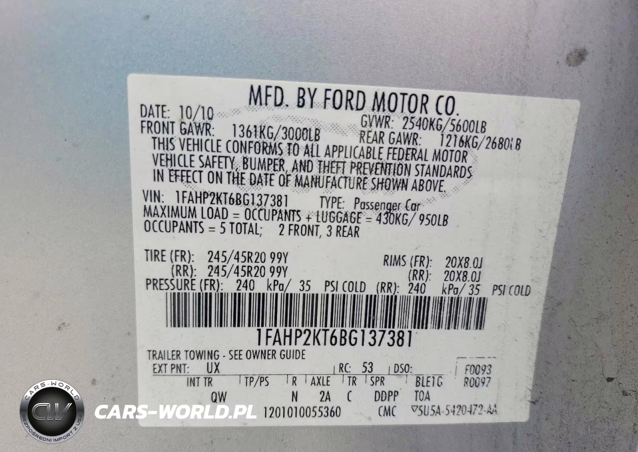 2011 Ford Taurus Sho VIN:1FAHP2KT6BG137381 - 12