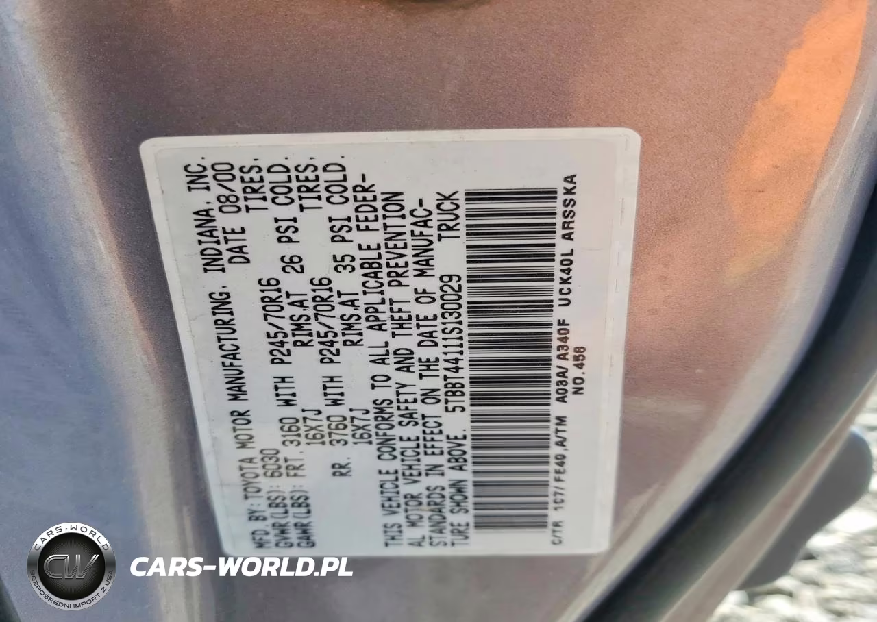 2001 Toyota Tundra Sr5 VIN:5TBBT44111S130029 - 12