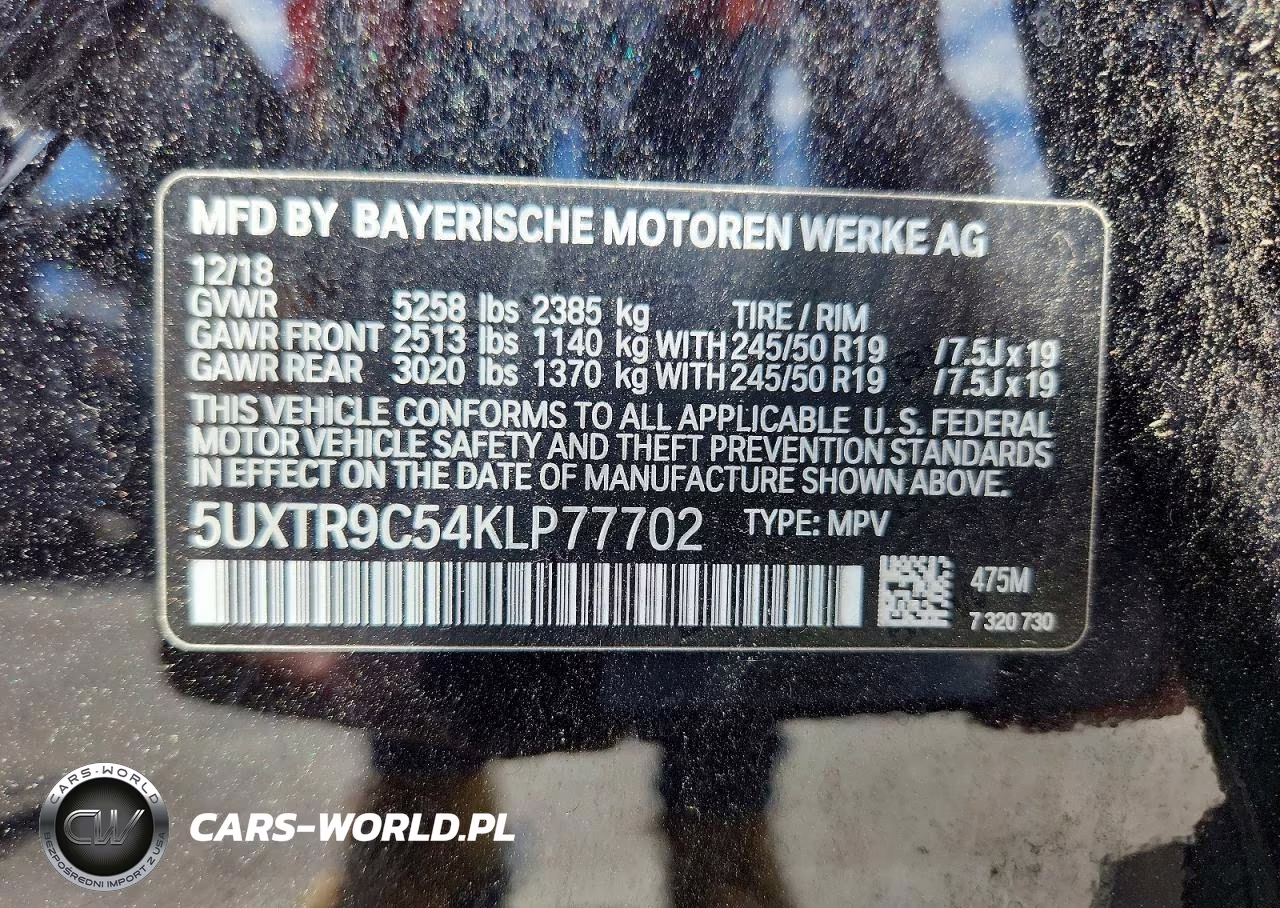 2019 BMW X3 xDrive30I VIN:5UXTR9C54KLP77702 - 13