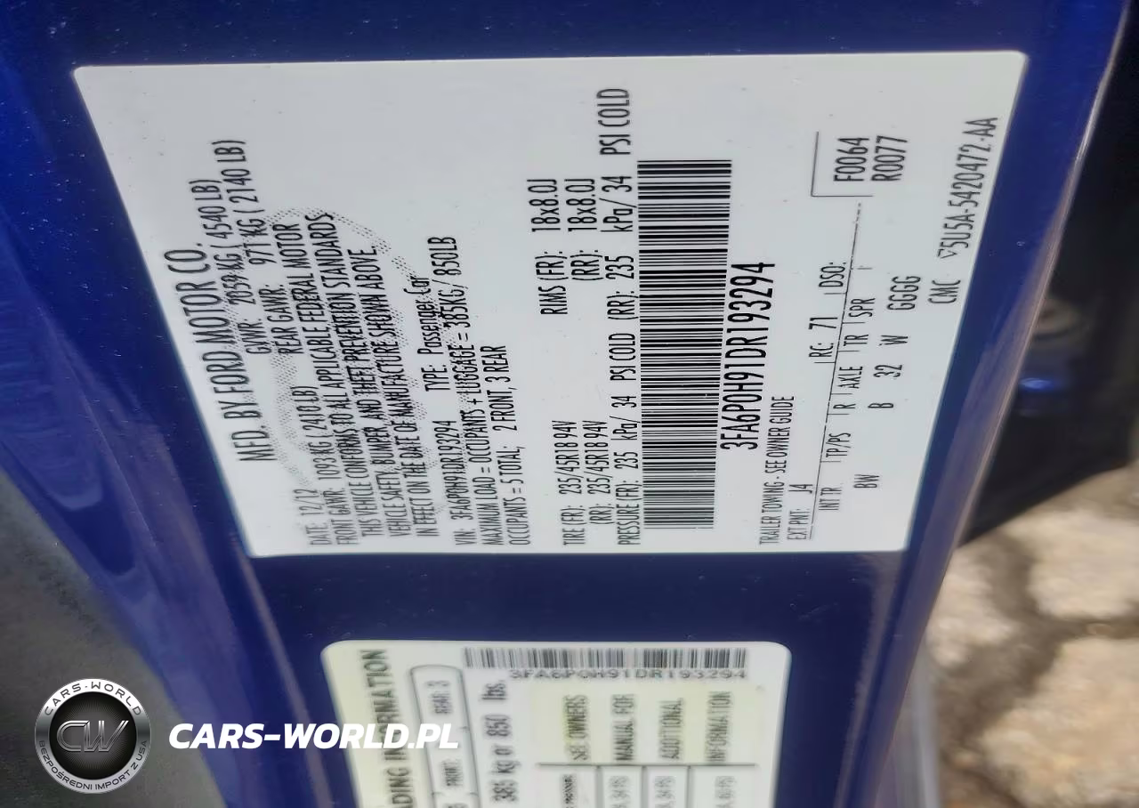 2013 Ford Fusion Se VIN:3FA6P0H91DR193294 - 12