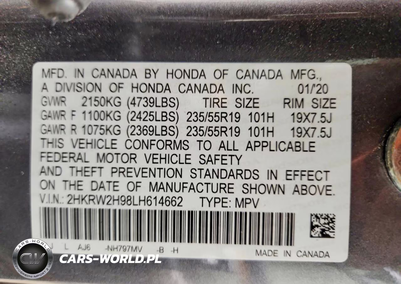 2020 Honda Cr-V Touring VIN:2HKRW2H98LH614662 - 14
