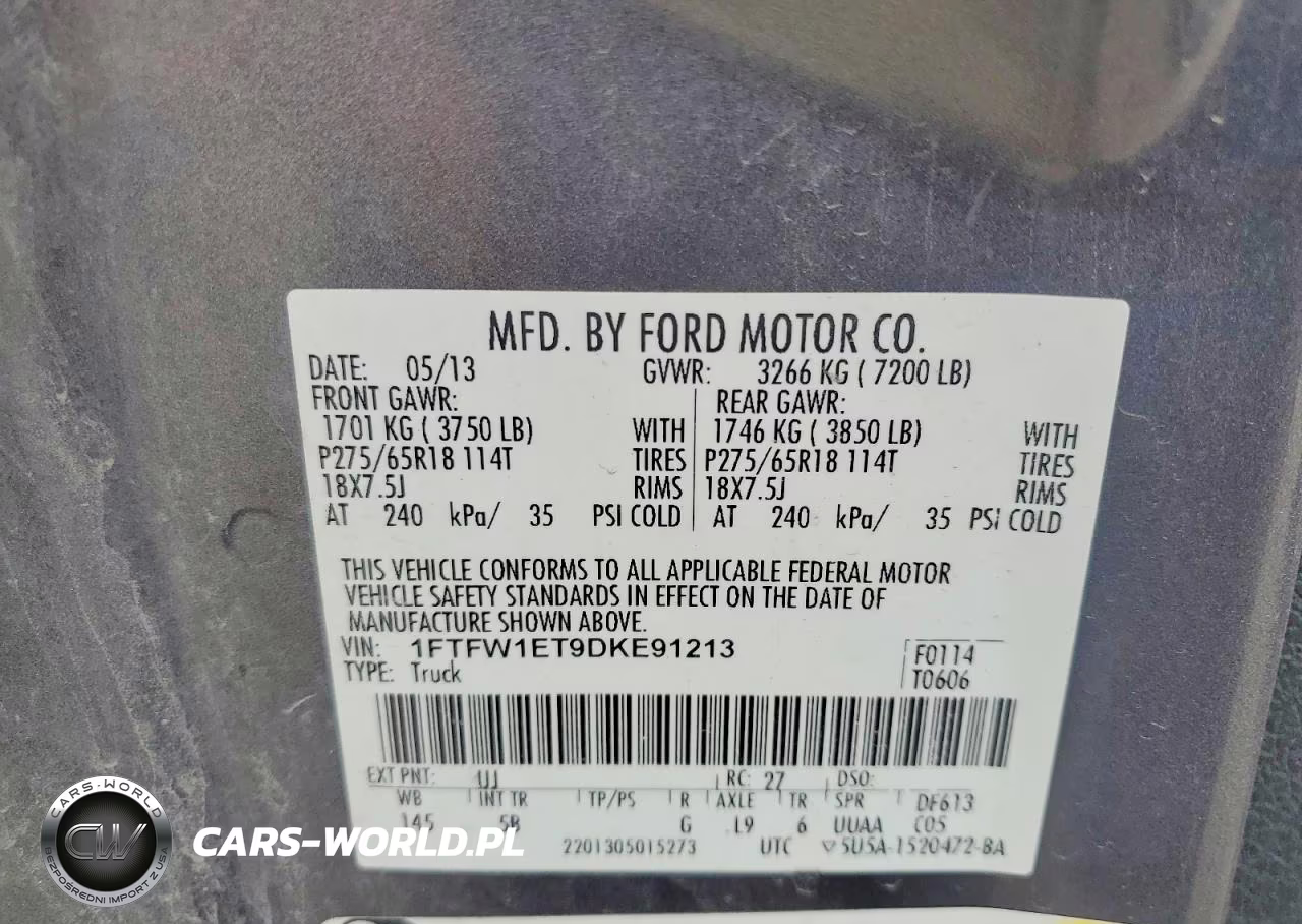 2013 Ford F150 Supercrew VIN:1FTFW1ET9DKE91213 - 12