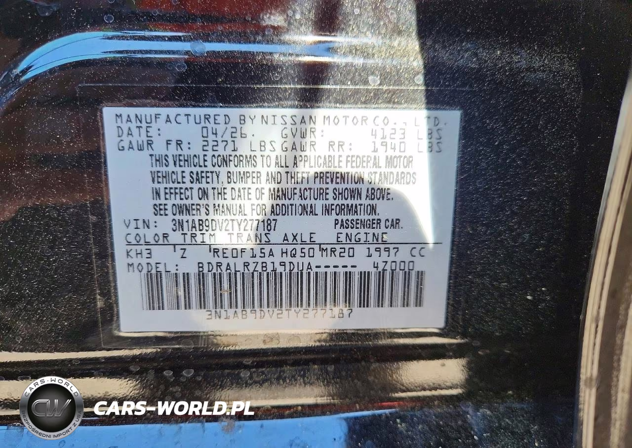 2026 Nissan Sentra Sr VIN:3N1AB9DV2TY277187 - 12