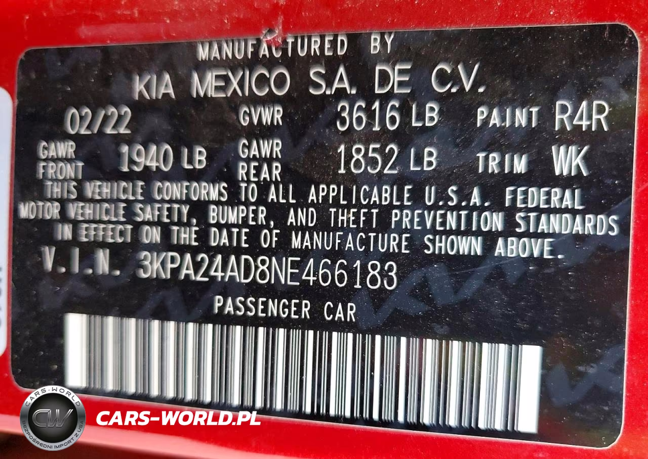 2022 Kia Rio S VIN:3KPA24AD8NE466183 - 12