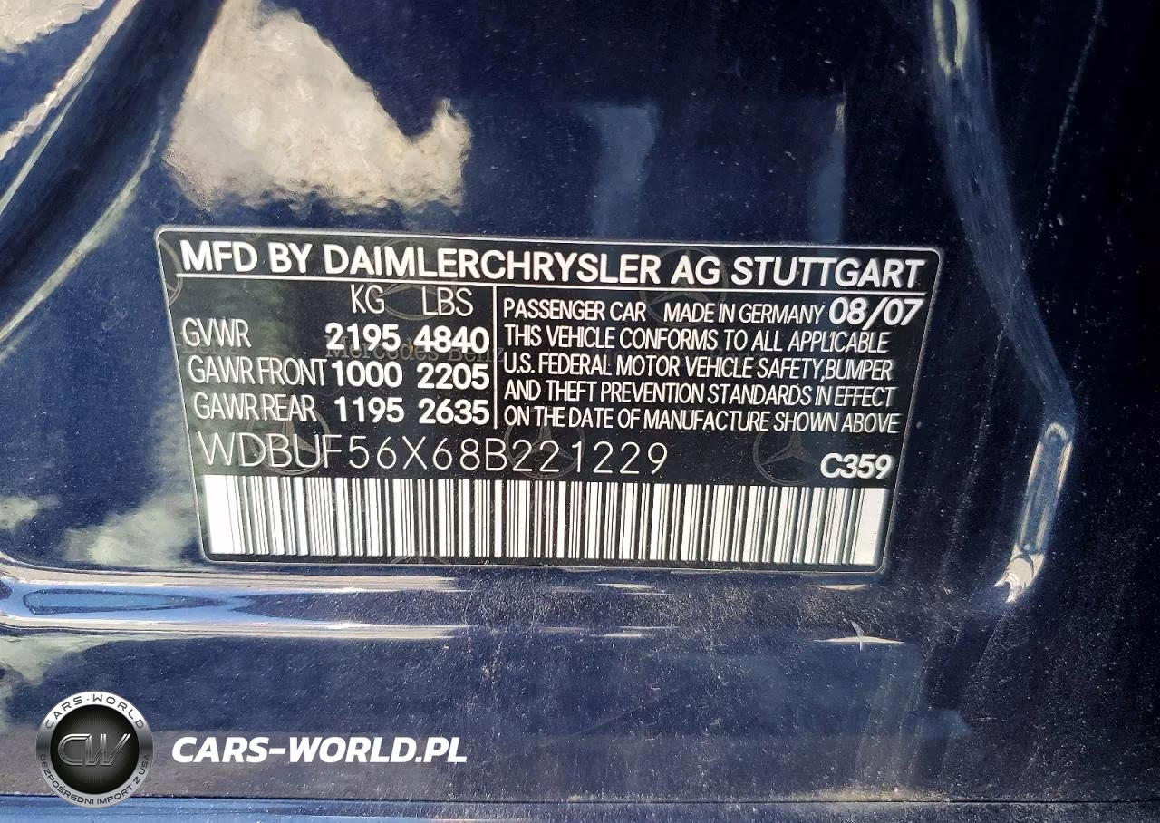 2008 Mercedes-Benz E 350 VIN:WDBUF56X68B221229 - 12