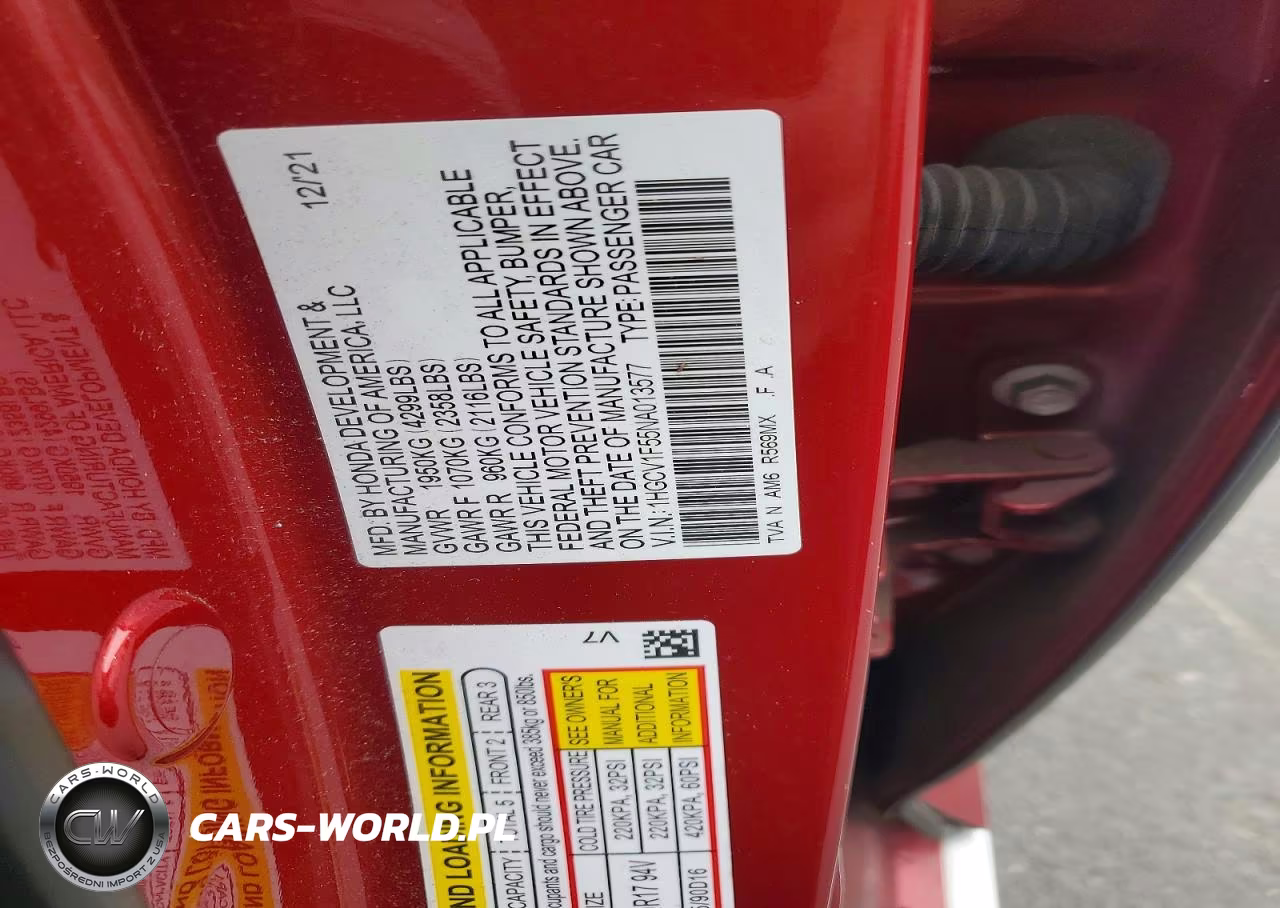 2022 Honda Accord Exl VIN:1HGCV1F55NA013577 - 12