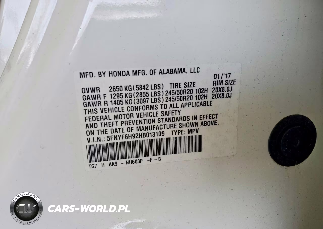 2017 Honda Pilot Touring VIN:5FNYF6H92HB013109 - 13