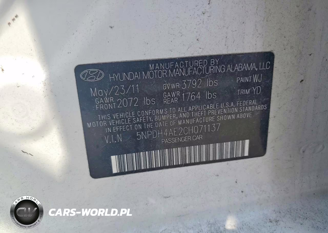 2012 Hyundai Elantra Gls VIN:5NPDH4AE2CH071137 - 12