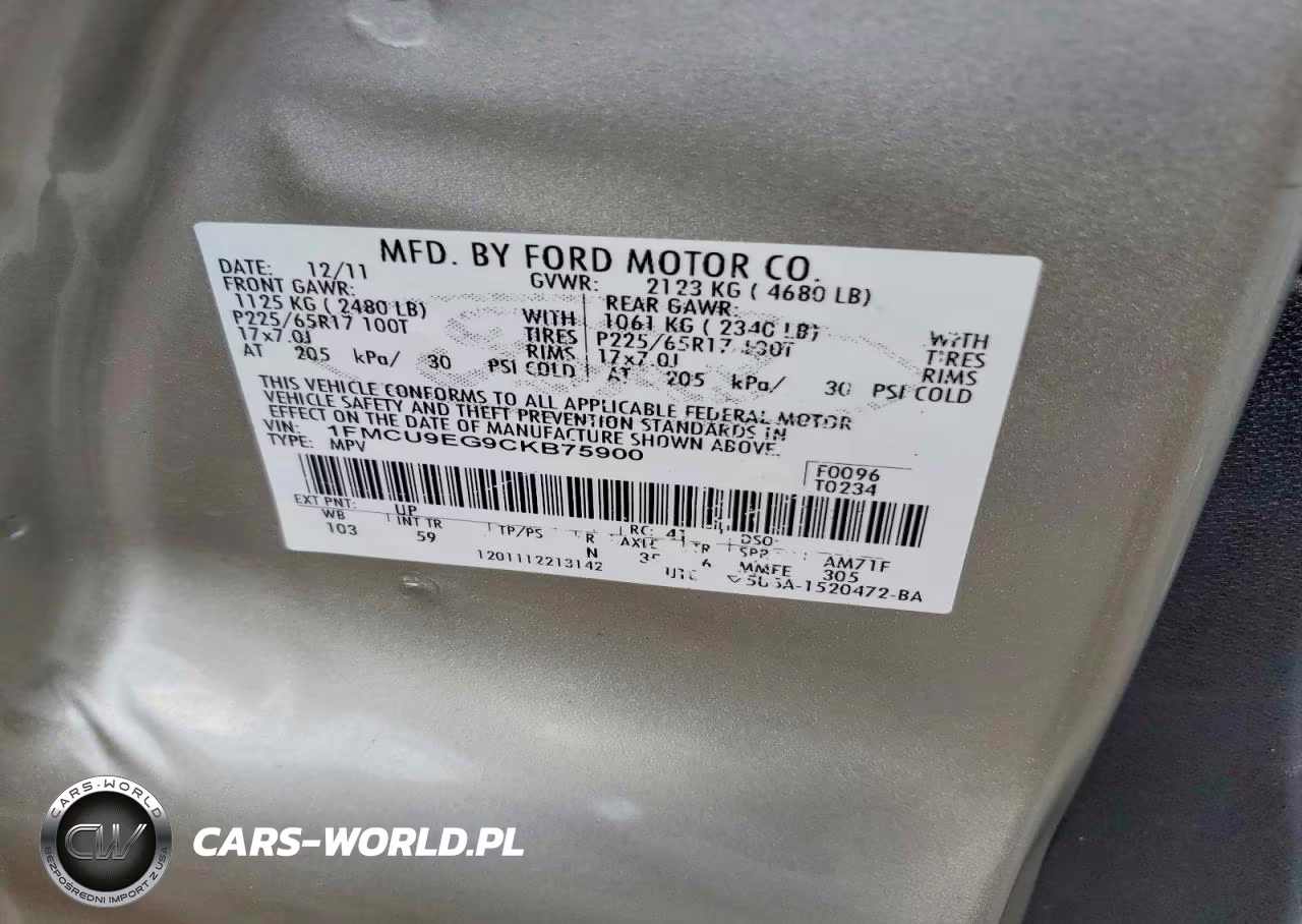 2012 Ford Escape VIN:1FMCU9EG9CKB75900 - 13