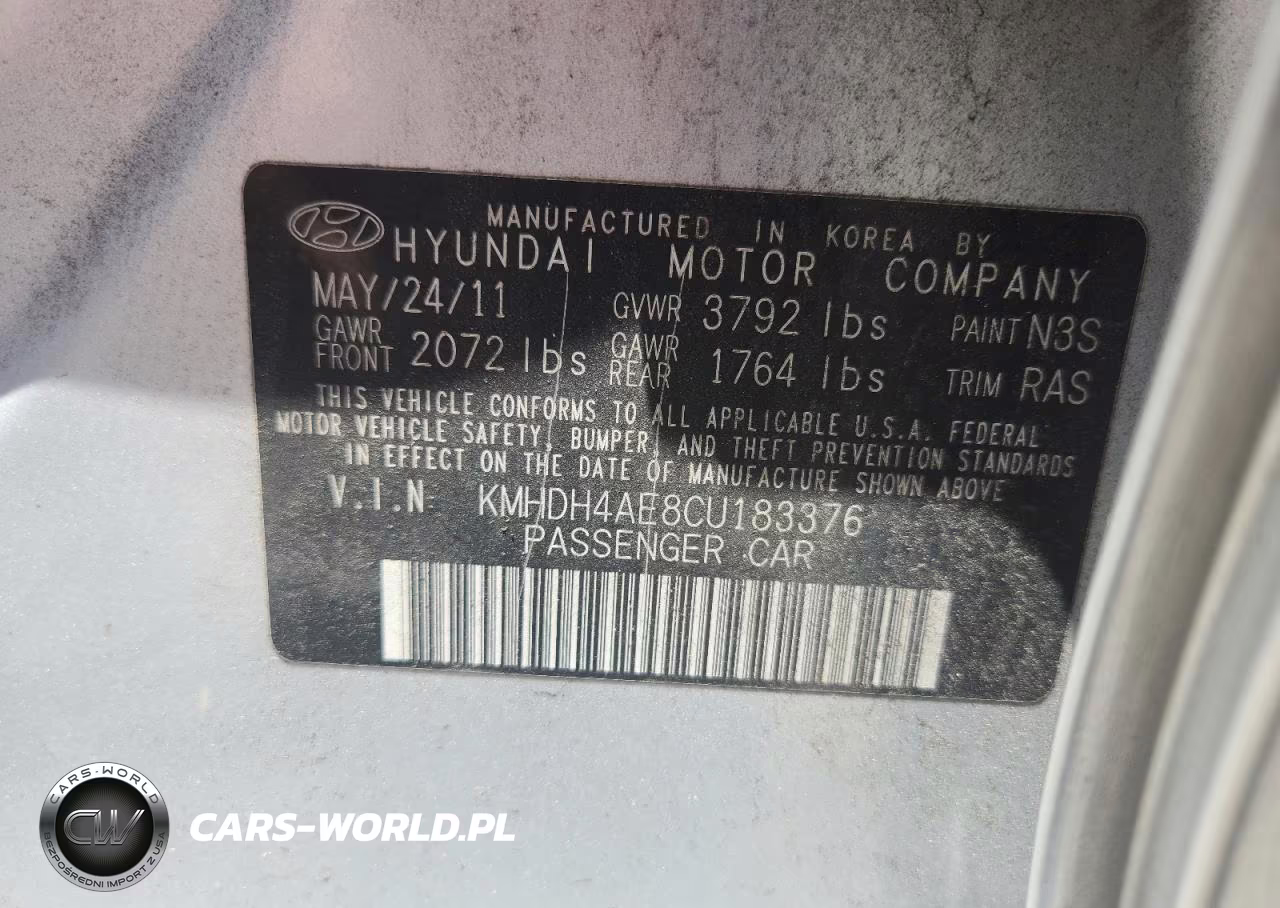 2012 Hyundai Elantra Limited VIN:KMHDH4AE8CU183376 - 12