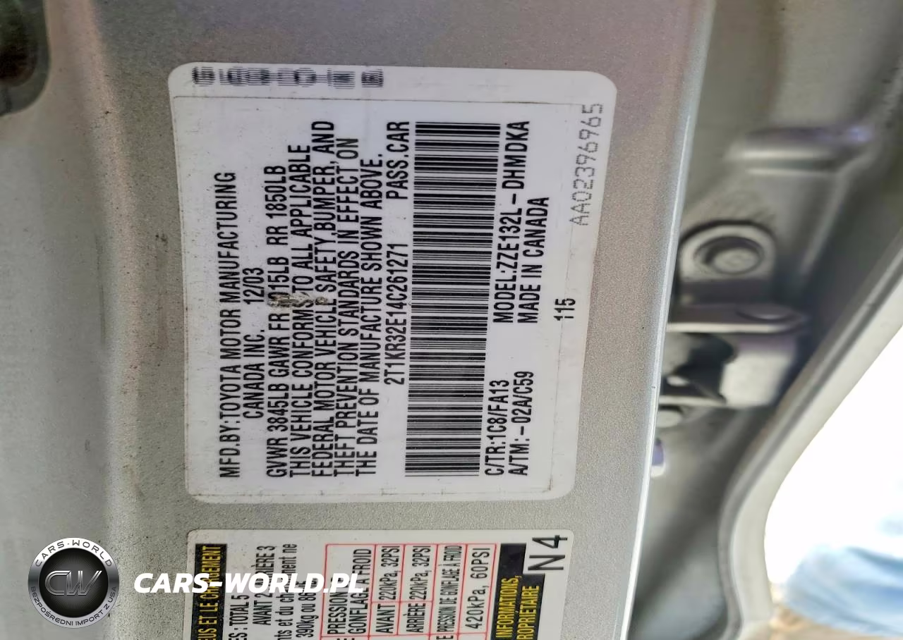 2004 Toyota Corolla Matrix Xr VIN:2T1KR32E14C261271 - 14